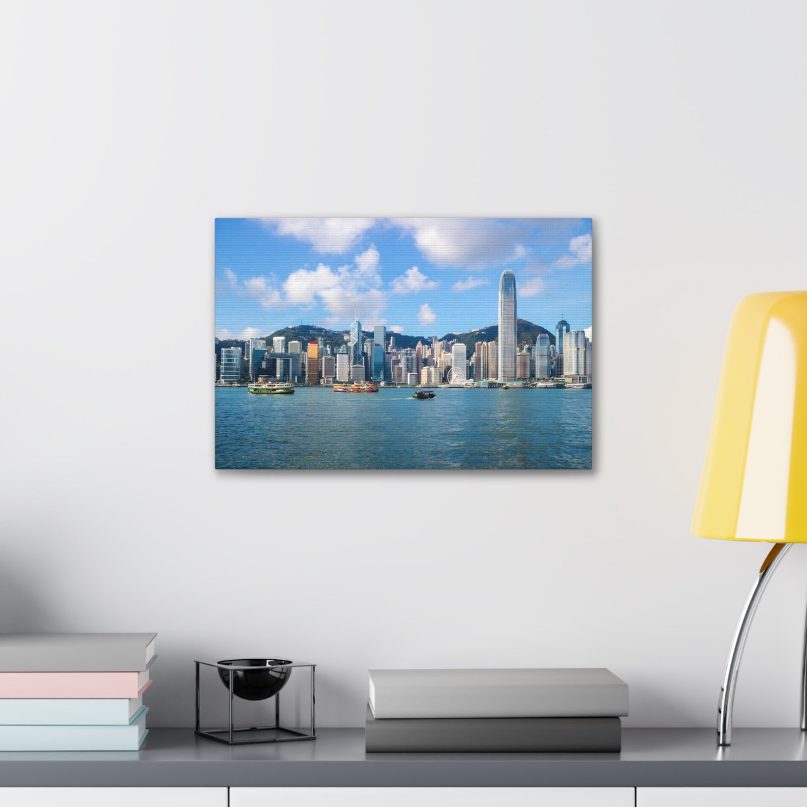 Hong Kong Daytime Skyline Canvas Artwork High-Quality Breathtaking Stunning Cityscape for Home Decor Ready to Hang-Express Your Love Gifts