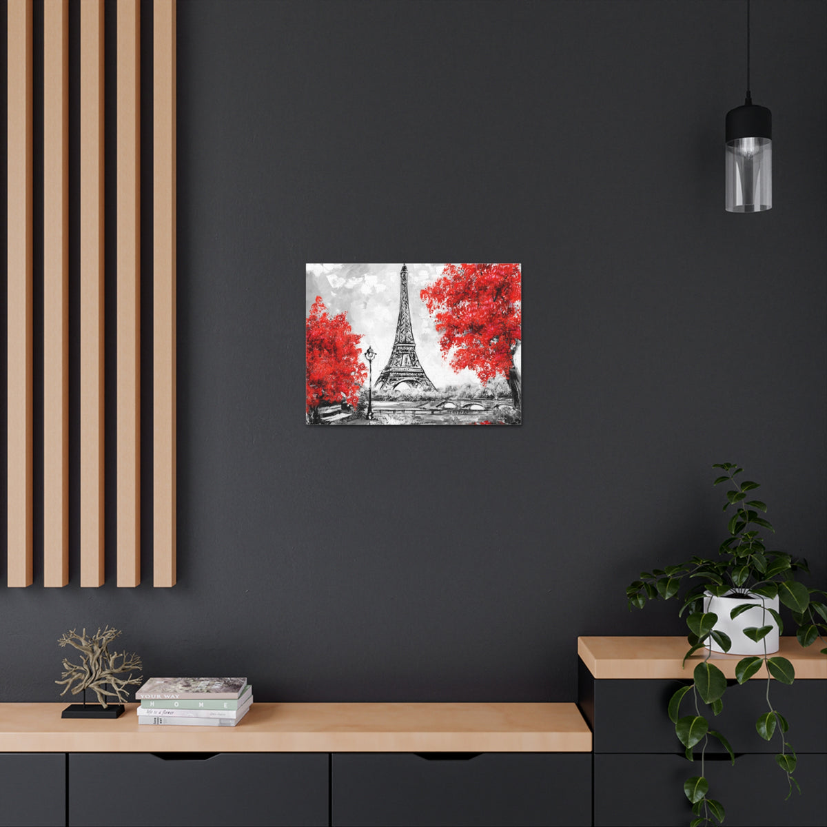Paris Red Tree Eiffel Tower France Canvas Artwork High-Quality Breathtaking French City for Home Decor Ready to Hang-Express Your Love Gifts