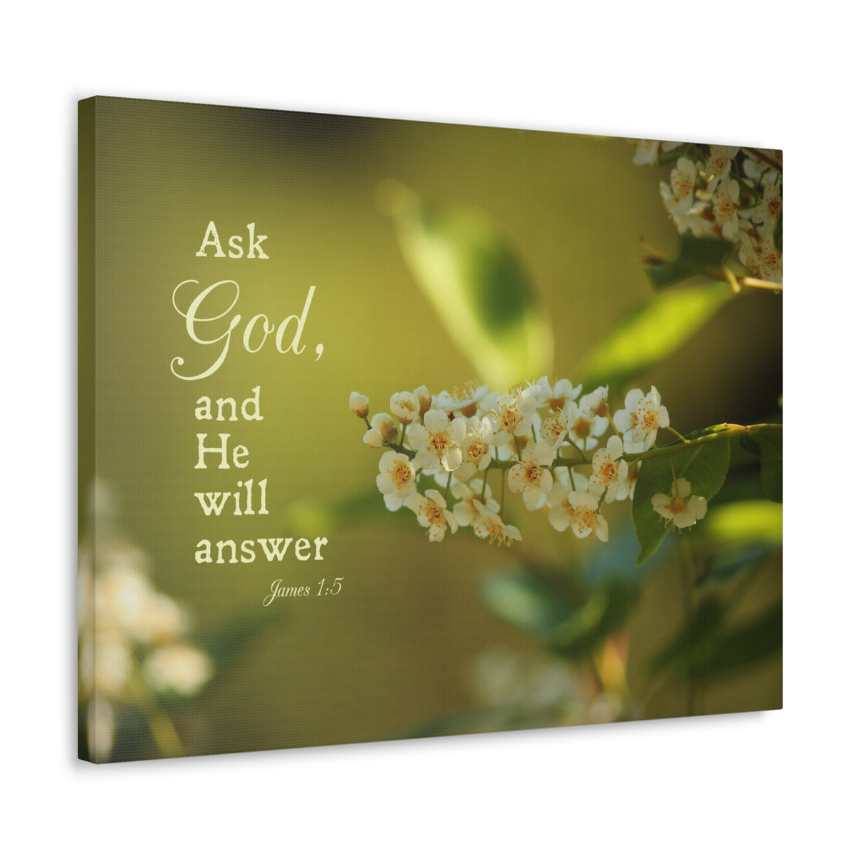 Scripture Canvas He Will Answer James 1:5 Christian Wall Art Bible Verse Print Ready to Hang-Express Your Love Gifts