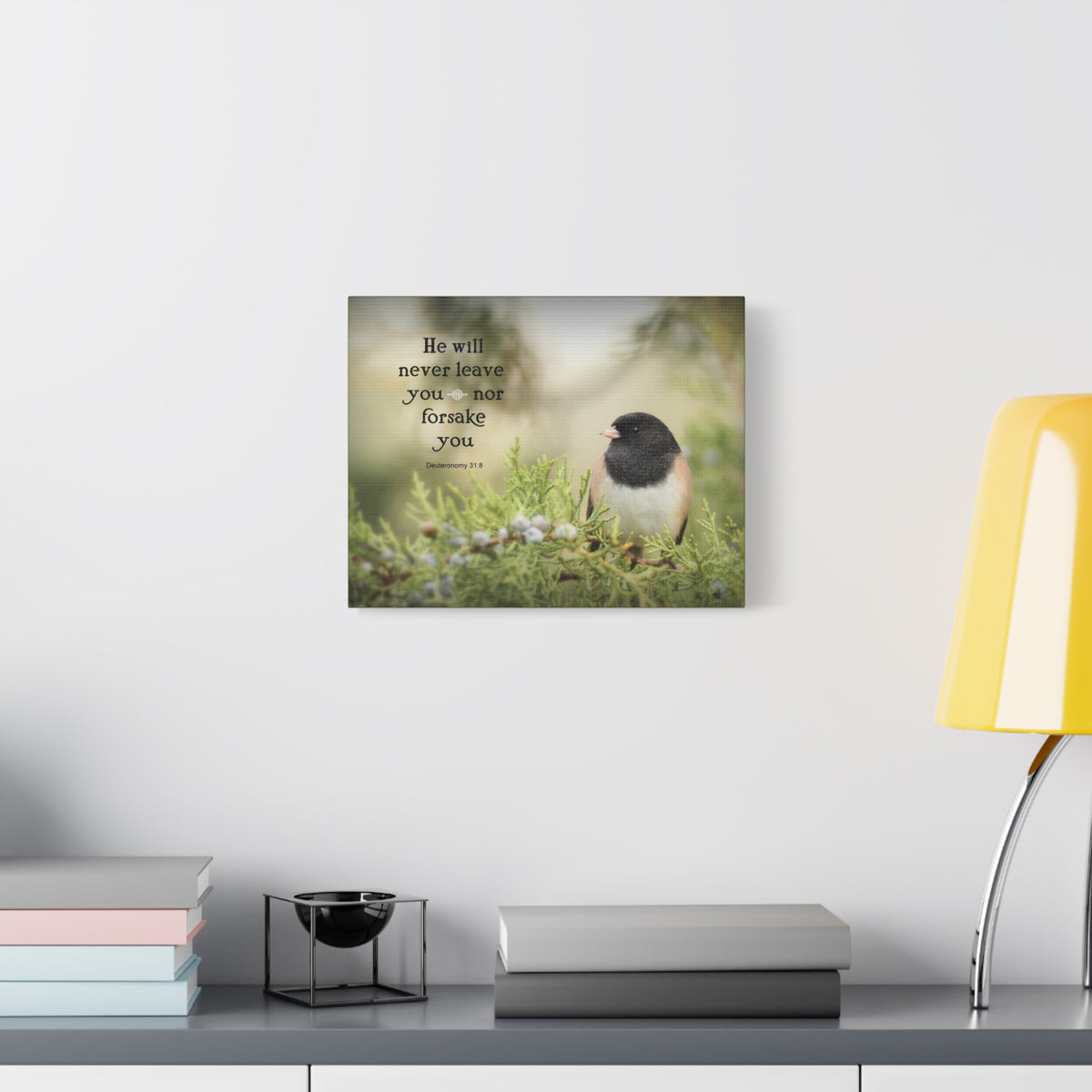 Scripture Canvas Never Forsake Deuteronomy 31:8 Christian Wall Art Bible Verse Print Ready to Hang-Express Your Love Gifts