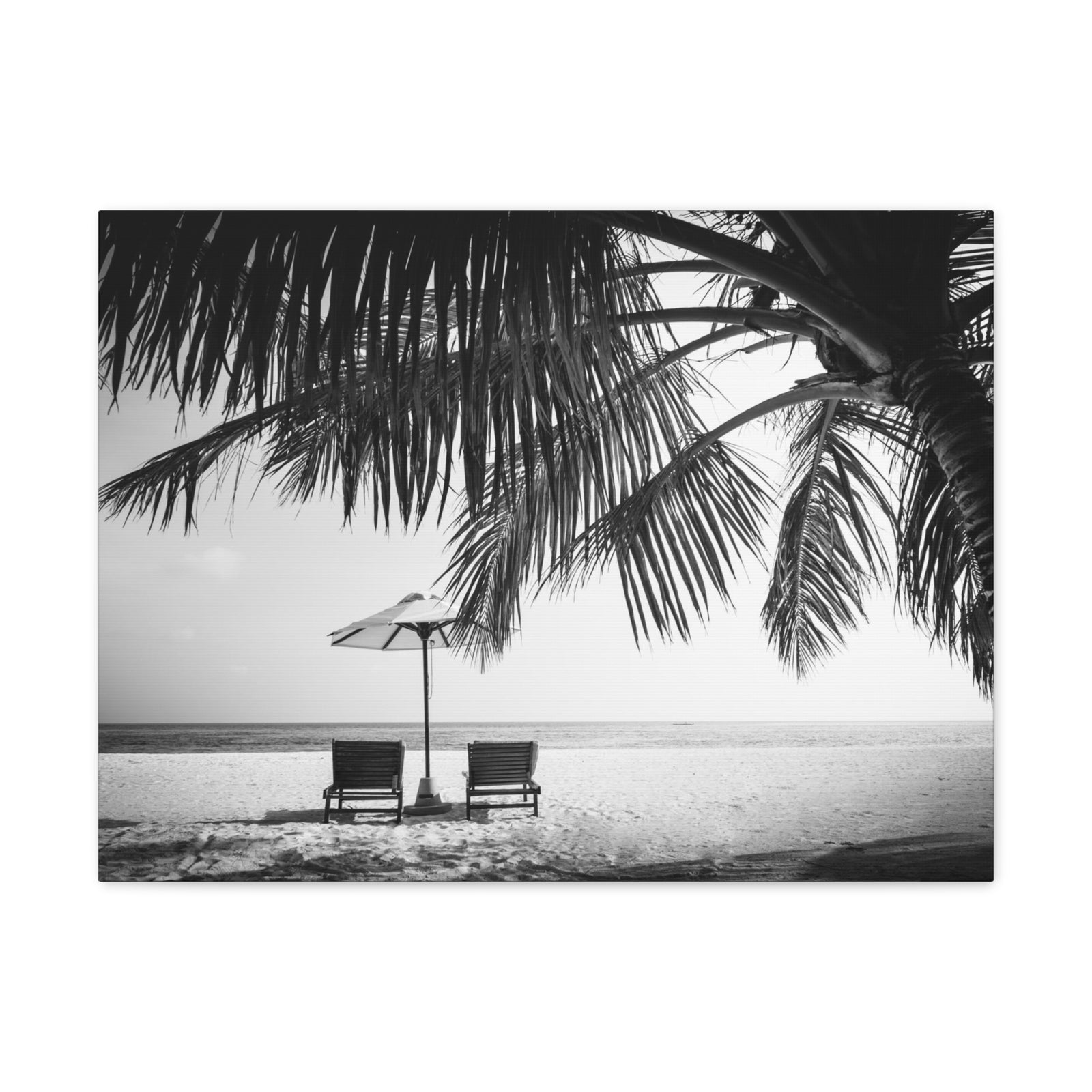 Perfect Black White Beach Scene Ocean Canvas Wall Art for Home Decor Ready-to-Hang-Express Your Love Gifts