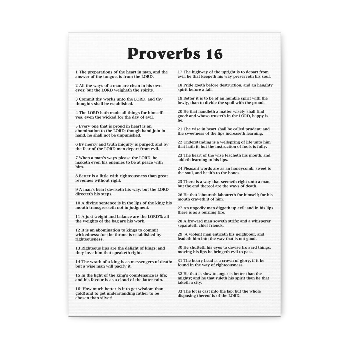 Scripture Walls Proverbs Chapter 16 White Bible Canvas Christian Wall Art Ready to Hang Unframed-Express Your Love Gifts