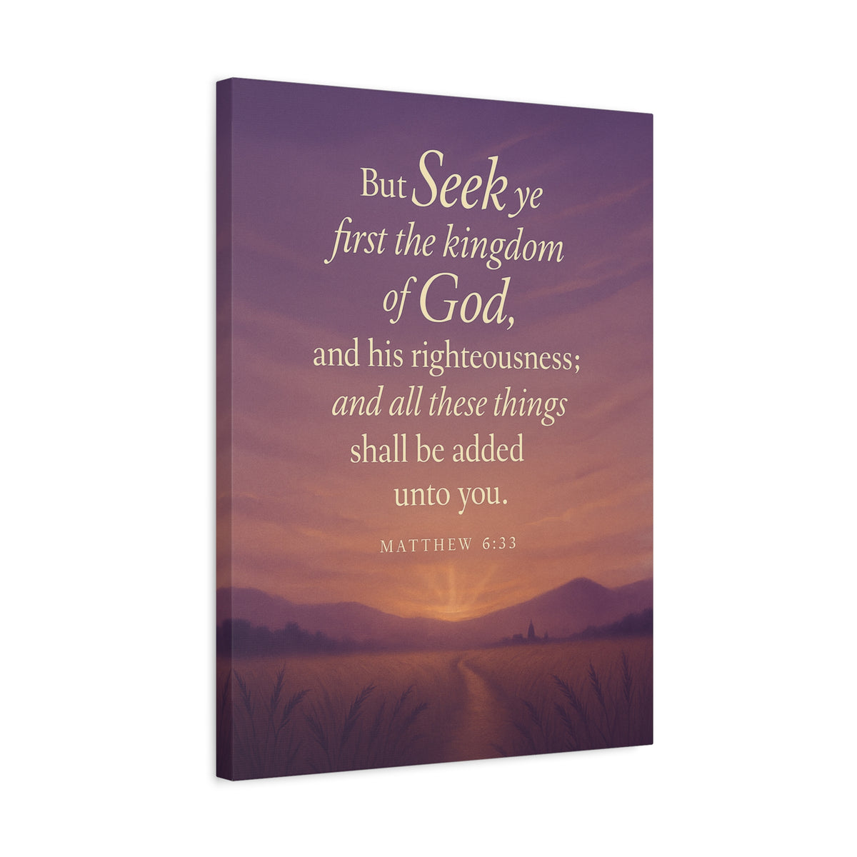 Bible Verse Canvas Matthew 6:33 Christian Home Décor Wall Art Scripture Ready to Hang Faith Print-Express Your Love Gifts