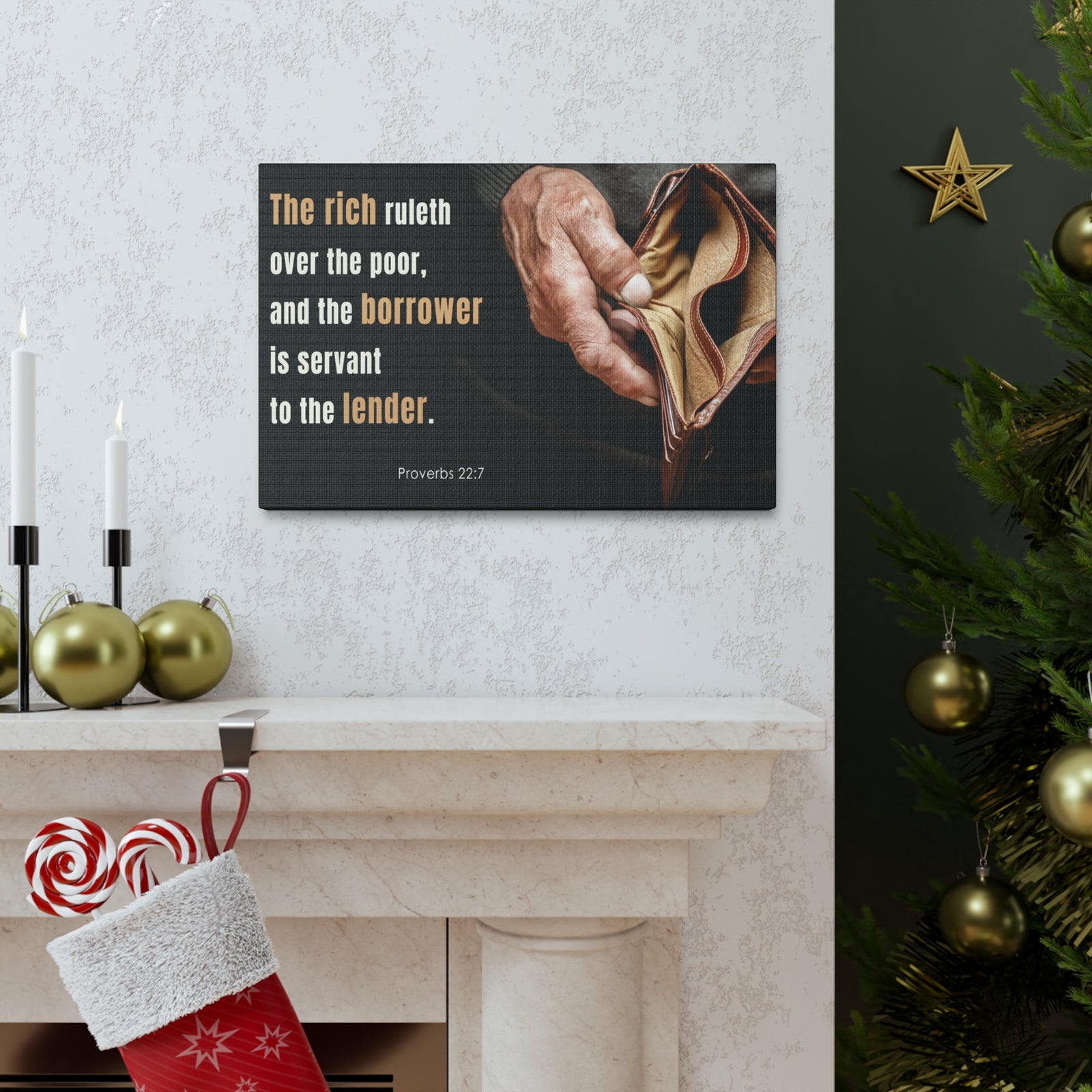 Scripture Walls To The Lender Proverbs 22:7 Bible Verse Canvas Christian Wall Art Ready to Hang-Express Your Love Gifts