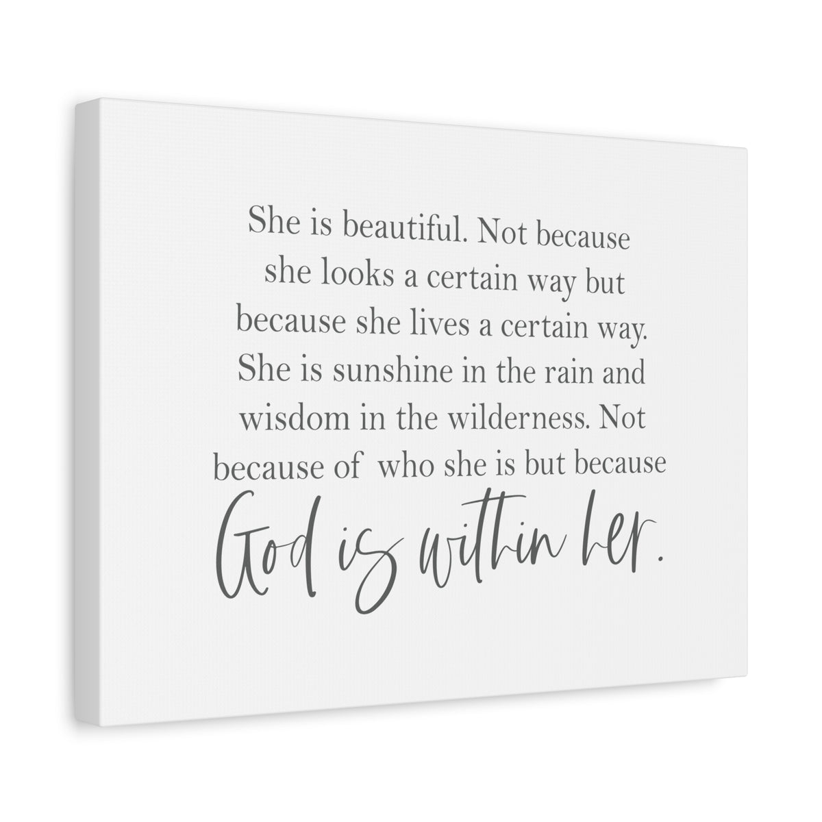 Scripture Canvas God Is Within Her Psalm 46:5 Christian Wall Art Bible Verse Print Ready to Hang-Express Your Love Gifts