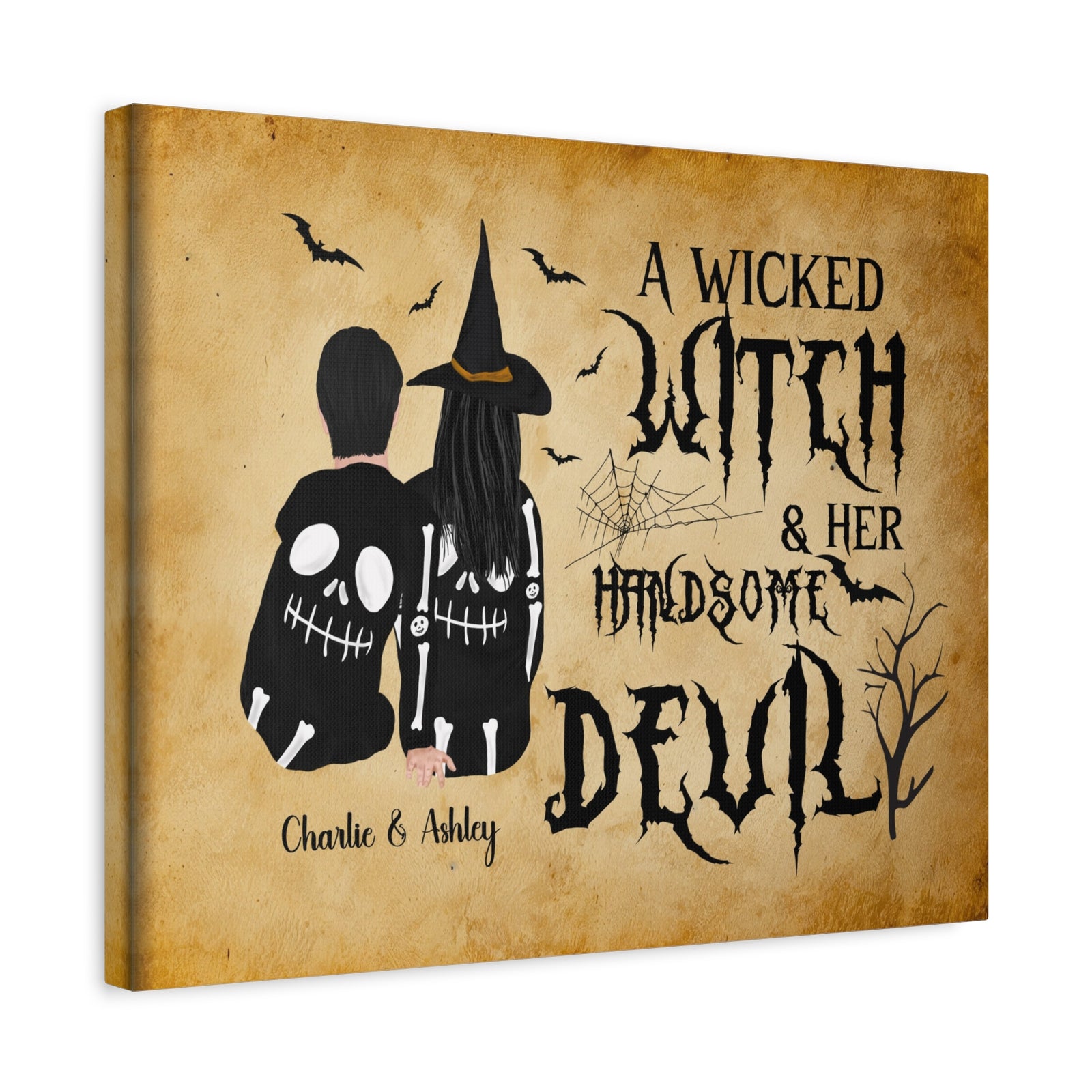 Personalized Wicked Witch & Handsome Devil Halloween Canvas Wall Art-Express Your Love Gifts