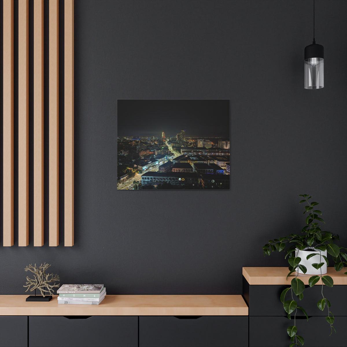 Pattaya Night View Canvas Artwork Breathtaking Thai City for Home Decor Ready to Hang-Express Your Love Gifts