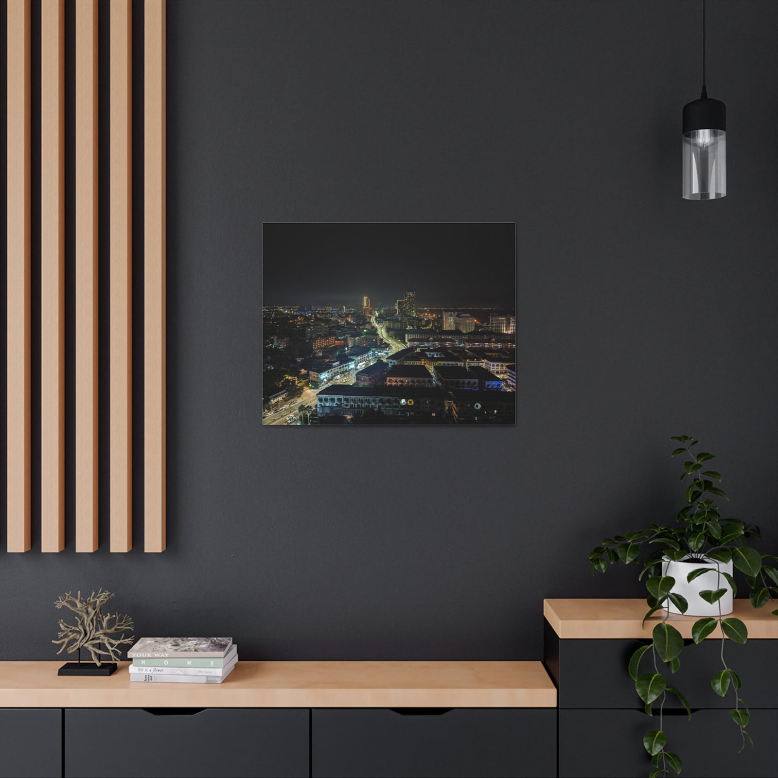 Pattaya Night View Canvas Artwork Breathtaking Thai City for Home Decor Ready to Hang-Express Your Love Gifts