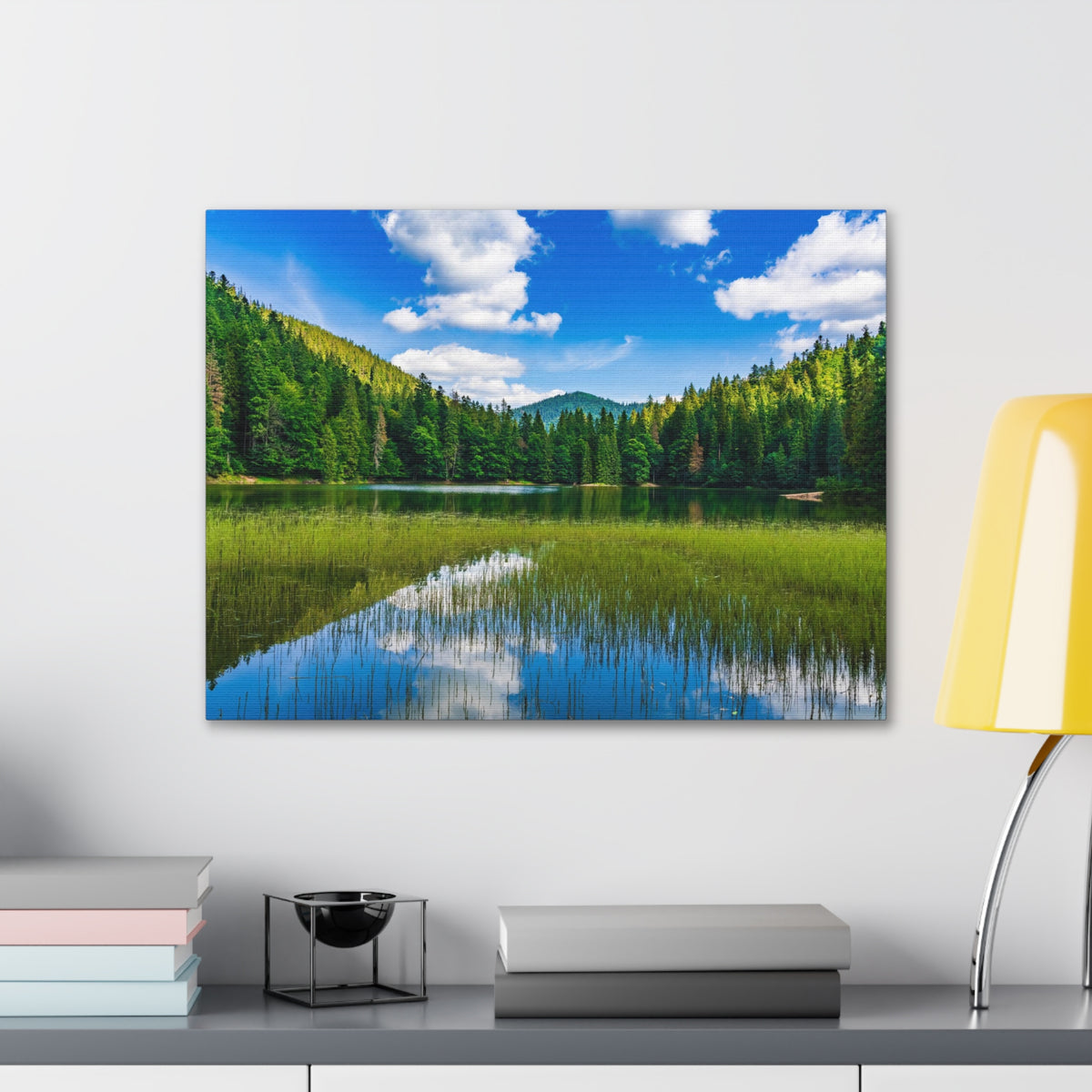 Teal Clear Forest LakeNature Wilderness Photography Canvas Wall Art for Home Decor Ready-to-Hang-Express Your Love Gifts