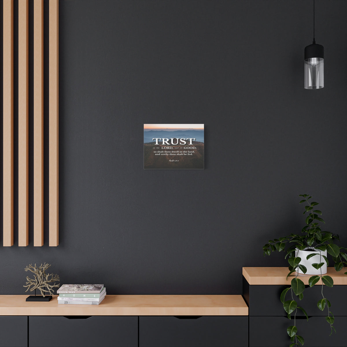 Scripture Canvas Trust Psalm 37:3 Mountains Christian Wall Art Bible Verse Print Ready to Hang-Express Your Love Gifts