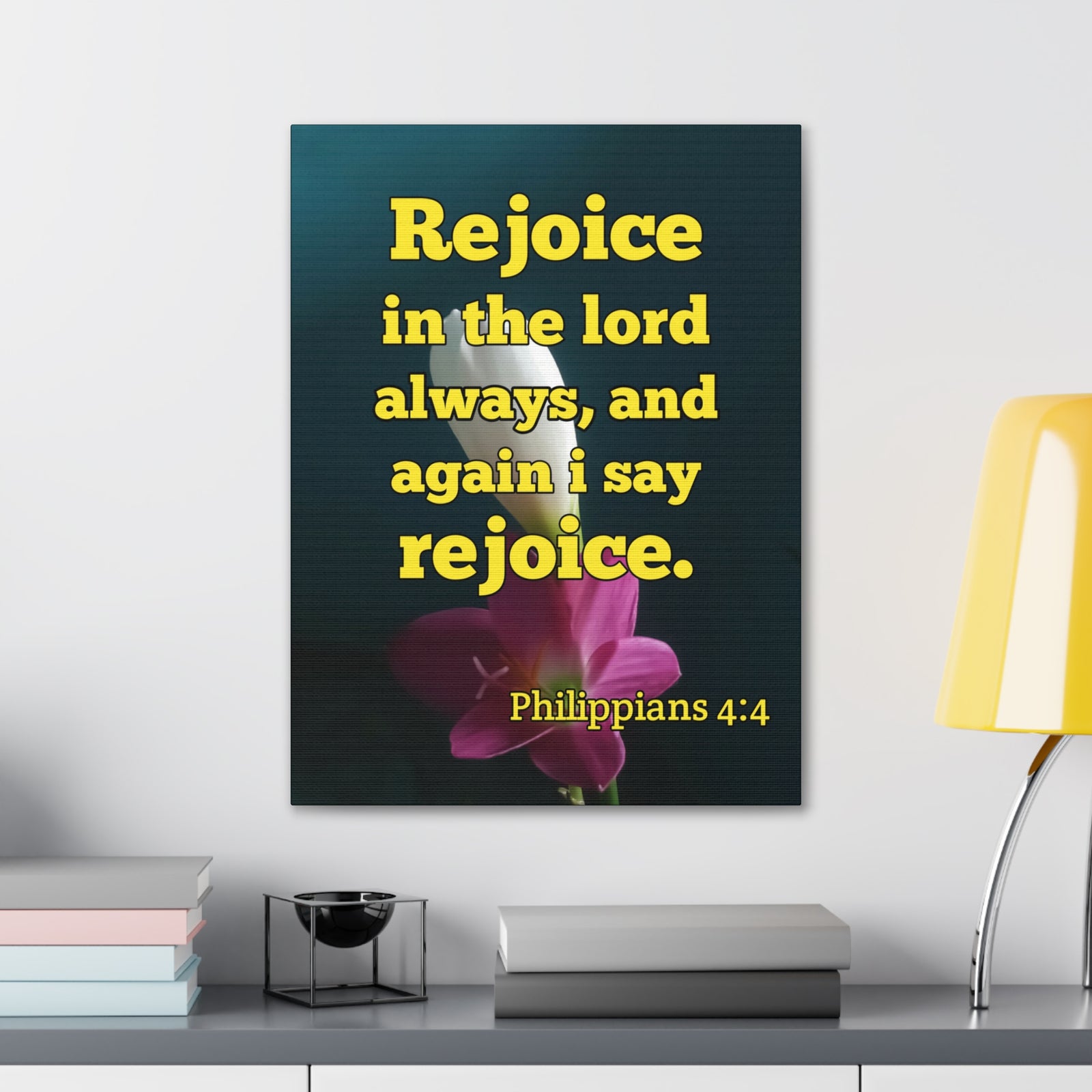 Scripture Canvas In The Lord Always Philippians 4:4 Christian Wall Art Bible Verse Print Ready to Hang-Express Your Love Gifts