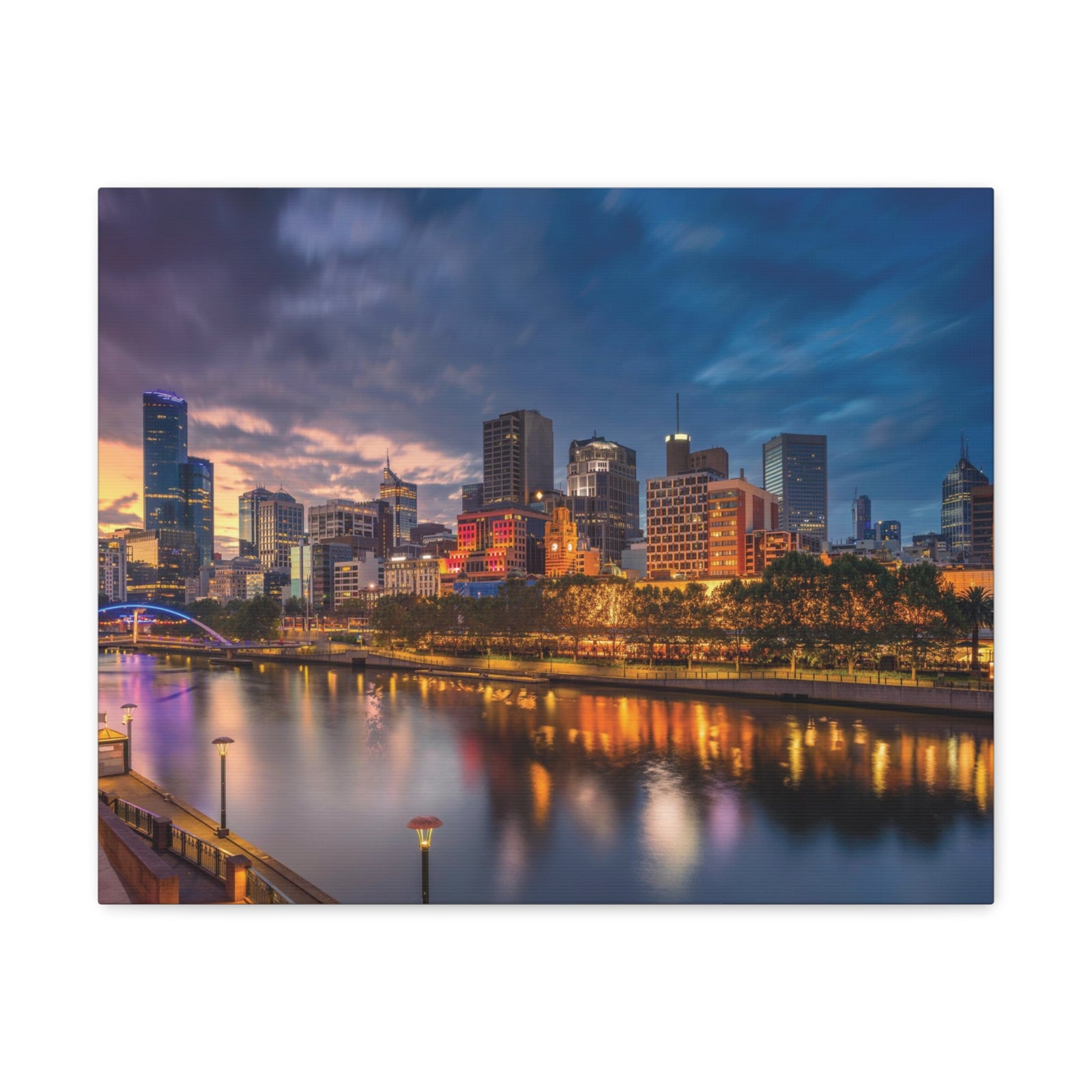 Melbourne Night Skyline Canvas Artwork High-Quality Breathtaking Stunning Cityscape for Home Decor Ready to Hang-Express Your Love Gifts