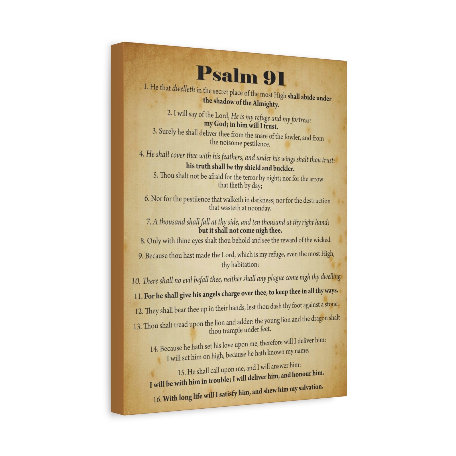 Scripture Canvas Safe In God's Hands Psalm 91 Christian Wall Art Bible Verse Print Ready to Hang-Express Your Love Gifts