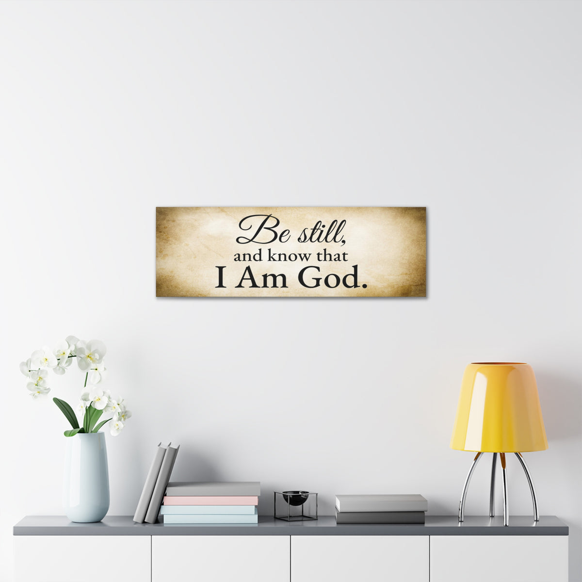 Scripture Walls Be Still Psalm 46:10 Gold Bible Verse Canvas Christian Wall Art Ready to Hang Unframed-Express Your Love Gifts