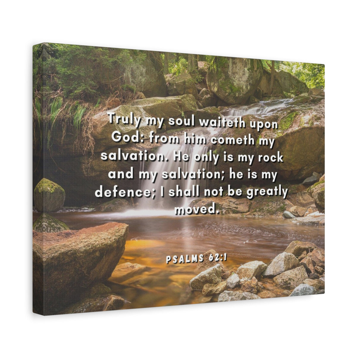 Scripture Canvas My Salvation Psalm 62:1 Christian Wall Art Bible Verse Print Ready to Hang-Express Your Love Gifts