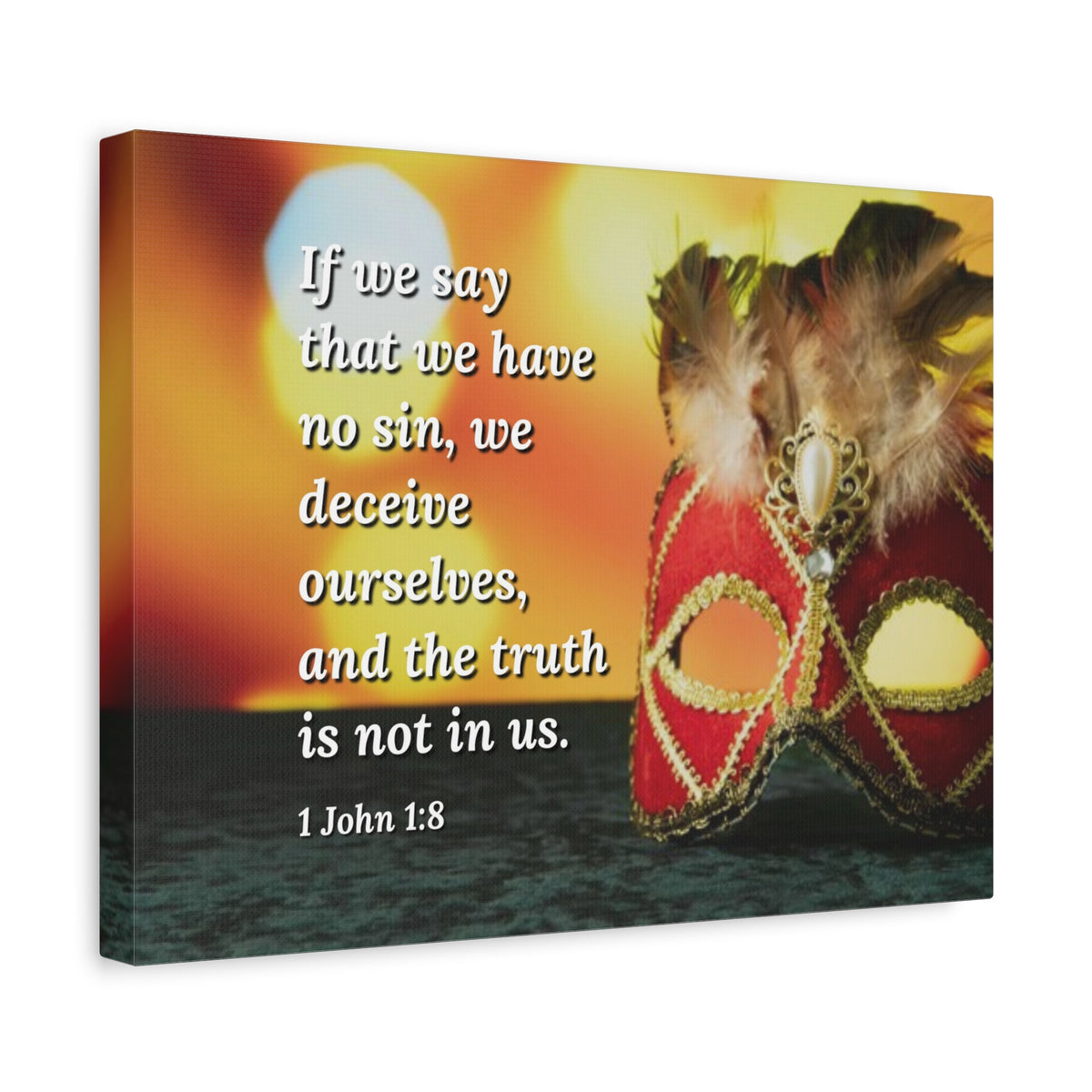 Scripture Canvas The Truth 1 John 1:8 Christian Wall Art Bible Verse Print Ready to Hang-Express Your Love Gifts