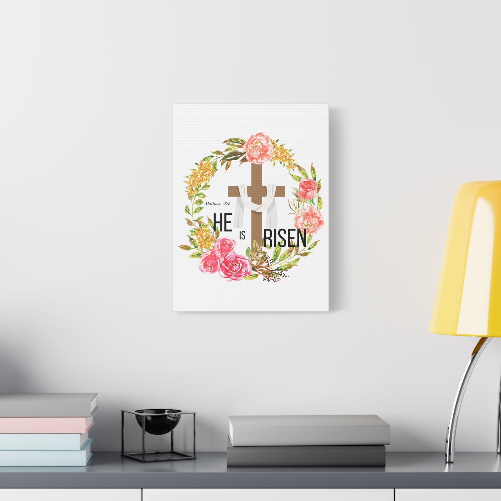 Scripture Walls Matthew 28:6 He Is Risen Bible Verse Canvas Christian Wall Art Ready to Hang Unframed-Express Your Love Gifts