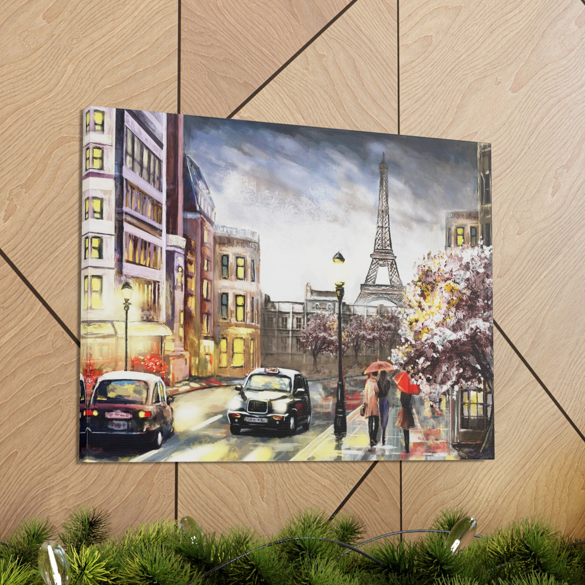 Paris Couple Red Umbrella France Canvas Artwork High-Quality Breathtaking French City for Home Decor Ready to Hang-Express Your Love Gifts