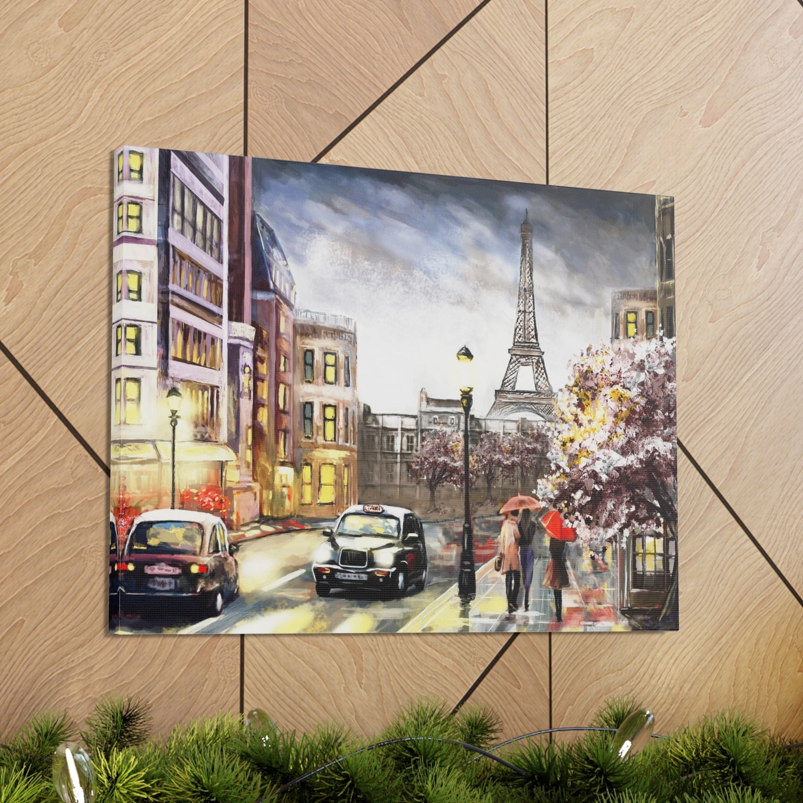 Paris Couple Red Umbrella France Canvas Artwork High-Quality Breathtaking French City for Home Decor Ready to Hang-Express Your Love Gifts