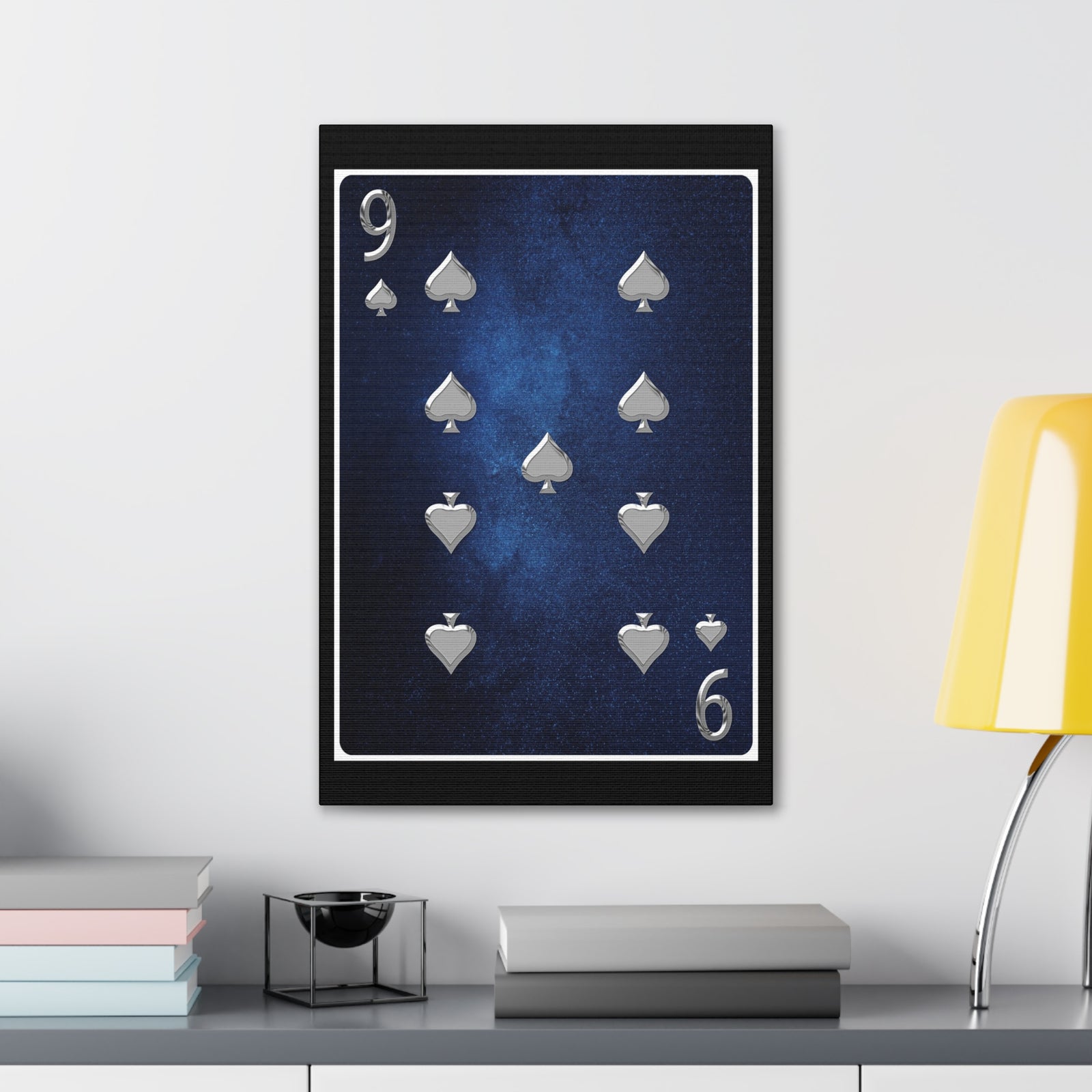 Nine Of Spades Space Background Playing Card Canvas Wall Art for Home Decor Ready-to-Hang-Express Your Love Gifts