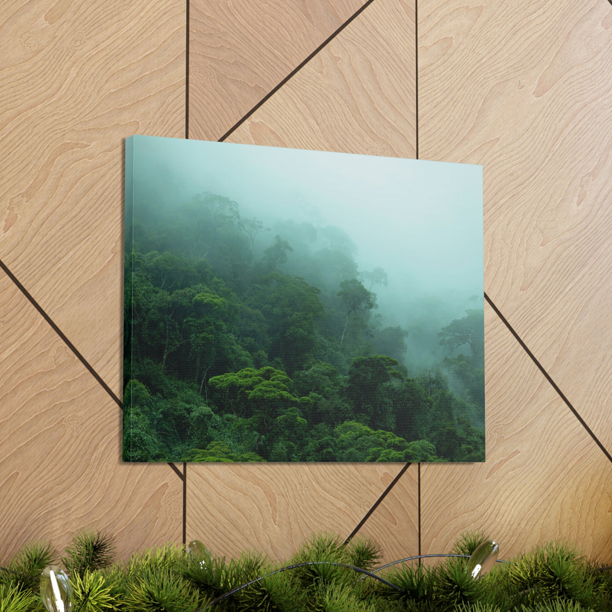 Dark Misty Forest Nature Wilderness Photography Canvas Wall Art for Home Decor Ready-to-Hang-Express Your Love Gifts