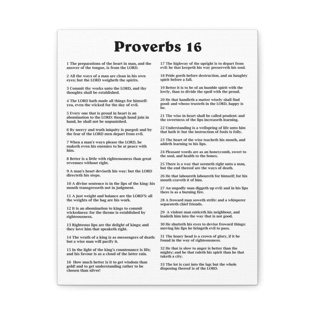 Scripture Walls Proverbs Chapter 16 White Bible Canvas Christian Wall Art Ready to Hang Unframed-Express Your Love Gifts