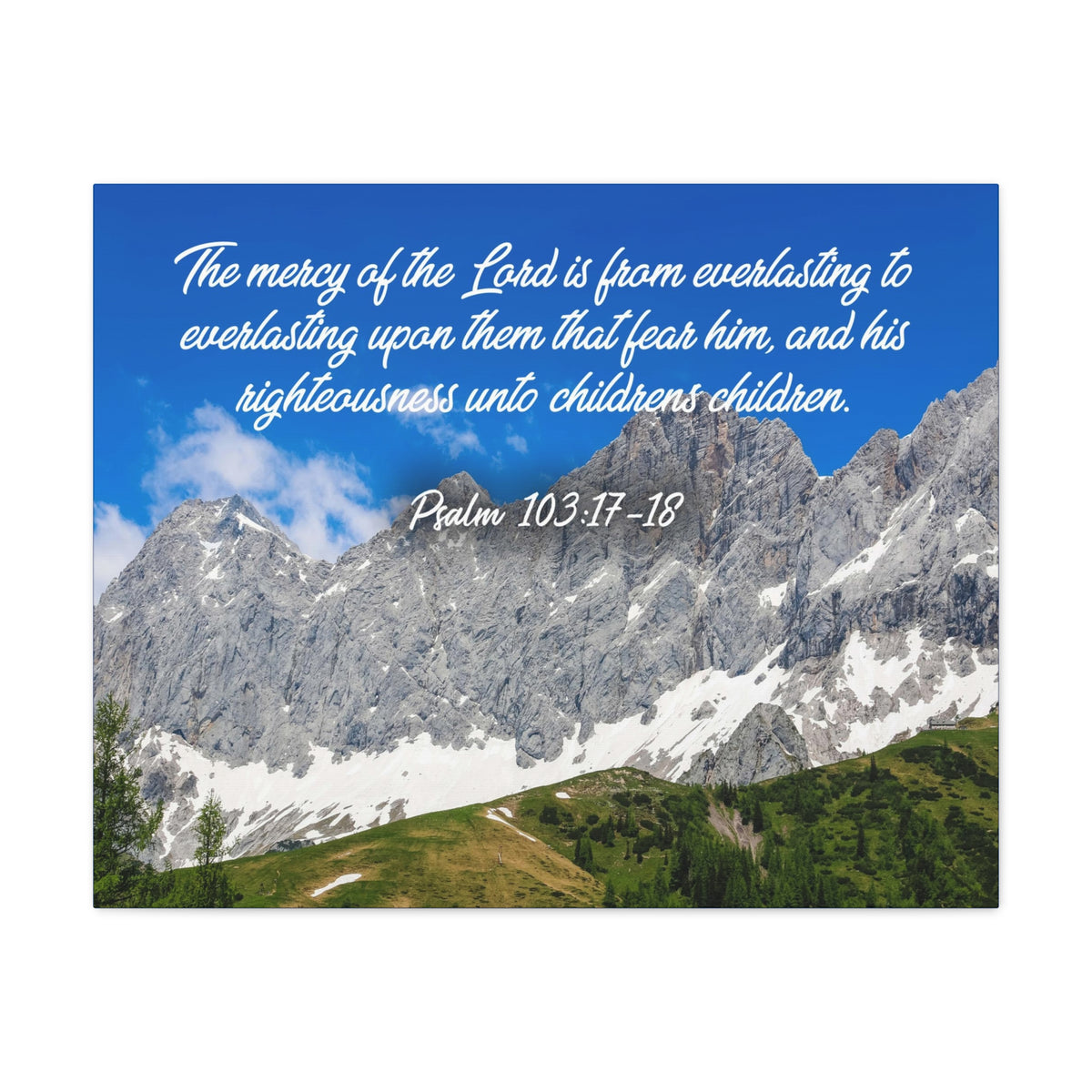 Scripture Canvas The Mercy of The Lord Psalm 103:17-18 Christian Wall Art Bible Verse Print Ready to Hang-Express Your Love Gifts