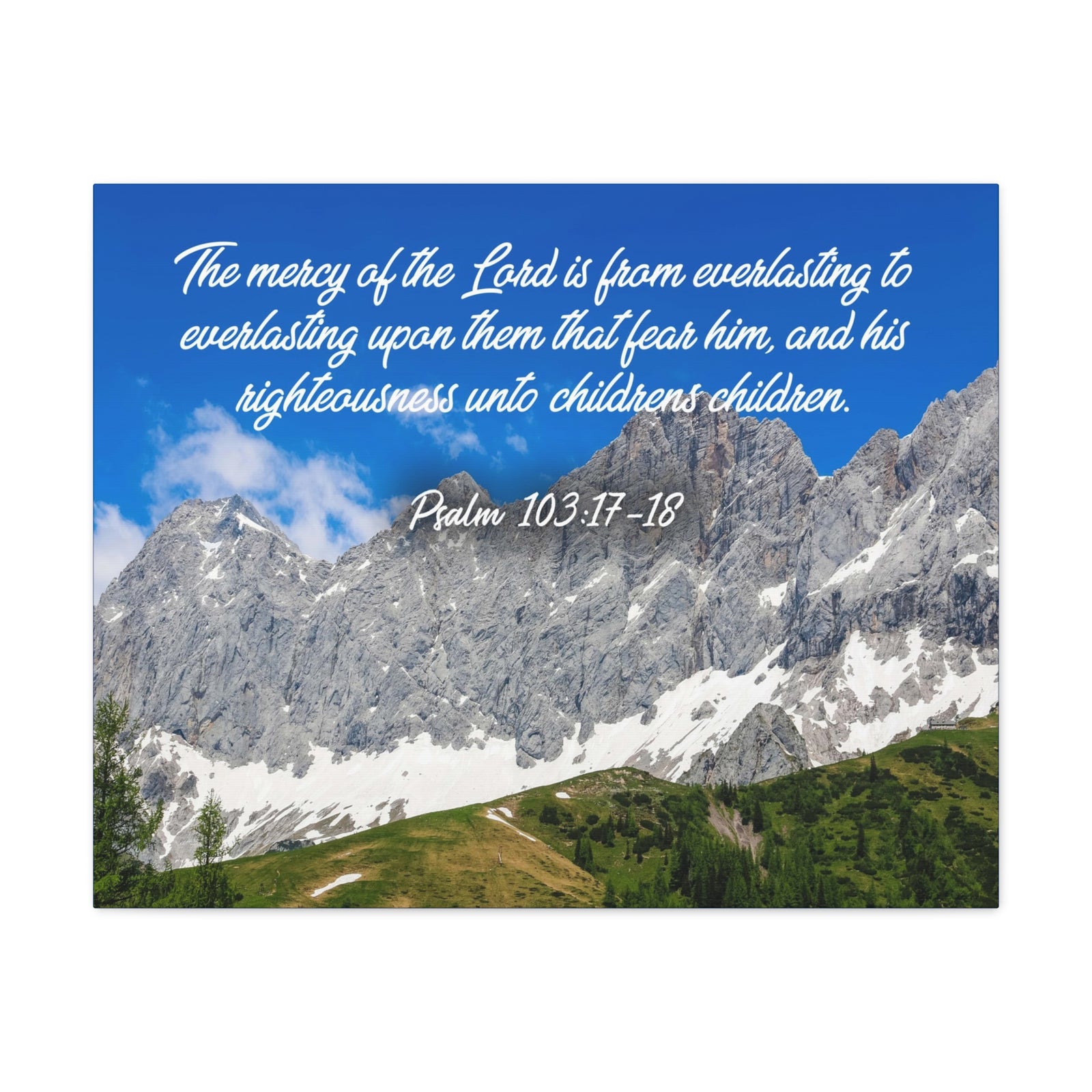 Scripture Canvas The Mercy of The Lord Psalm 103:17-18 Christian Wall Art Bible Verse Print Ready to Hang-Express Your Love Gifts