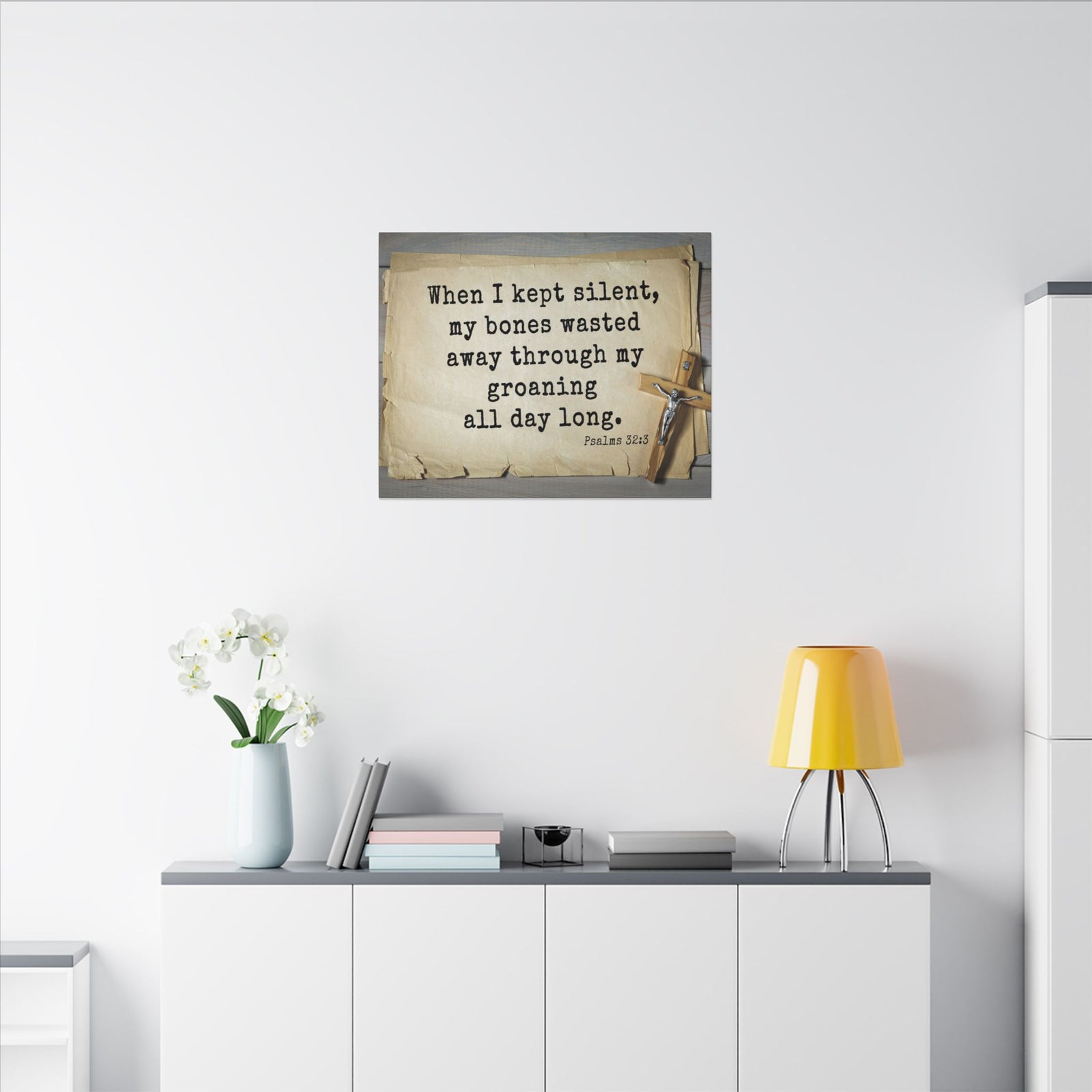 Scripture Walls All Day Long Psalms 32:3 Bible Verse Canvas Christian Wall Art Ready to Hang-Express Your Love Gifts
