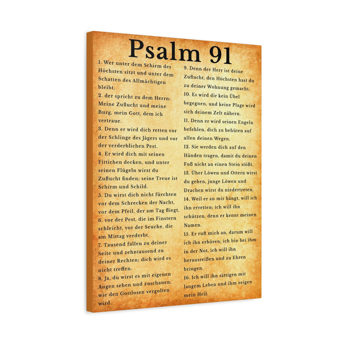 Scripture Walls Psalm 91 German Gold Bible Verse Canvas Christian Wall Art Ready to Hang Unframed-Express Your Love Gifts