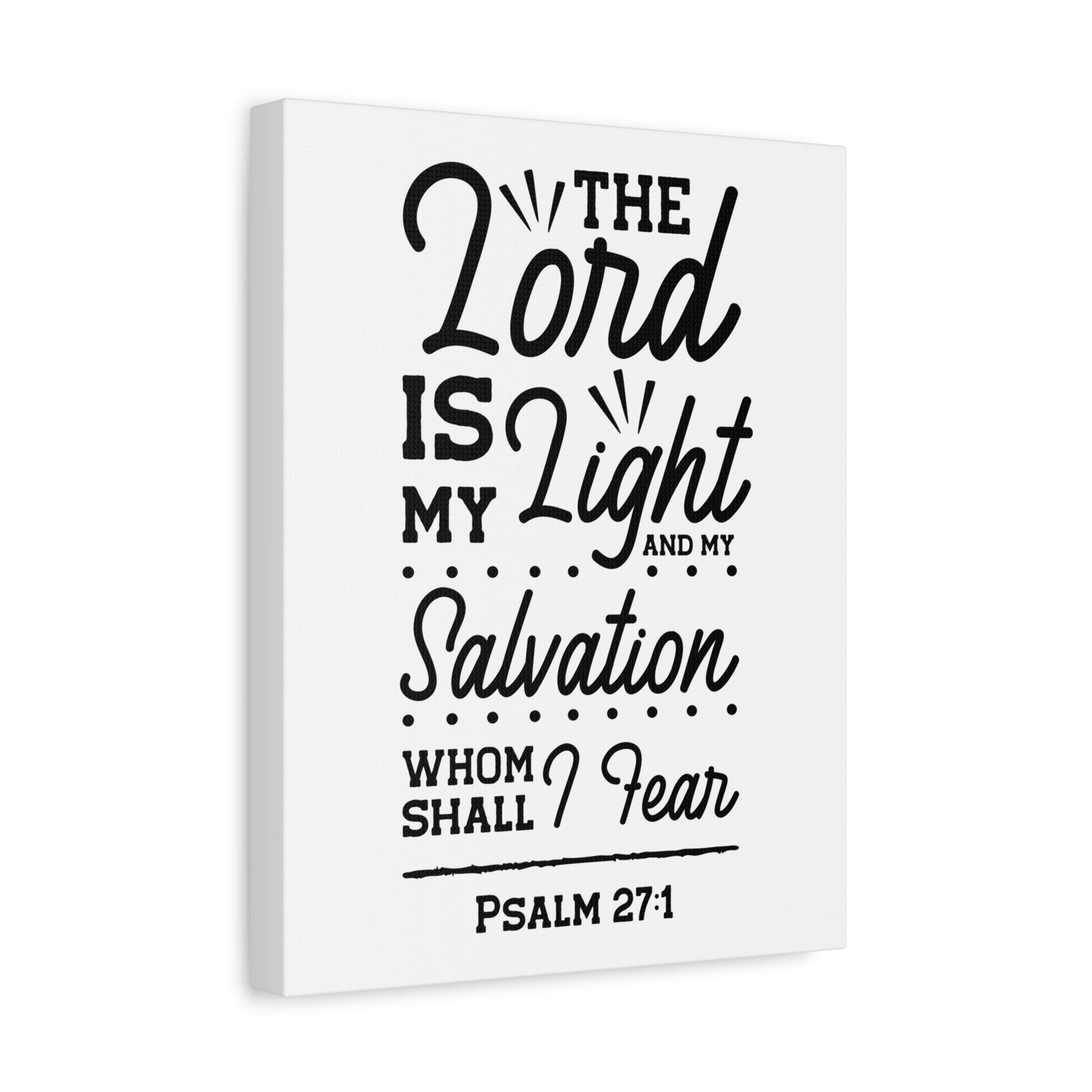 Scripture Canvas Lord Is My Light Psalm 27:1 Christian Wall Art Bible Verse Print Ready to Hang-Express Your Love Gifts