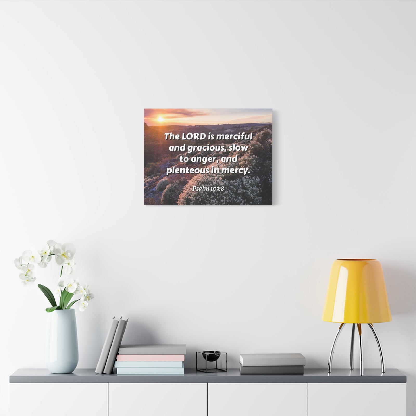 Scripture Canvas Merciful And Gracious Psalm 103:8 Christian Wall Art Bible Verse Print Ready to Hang-Express Your Love Gifts