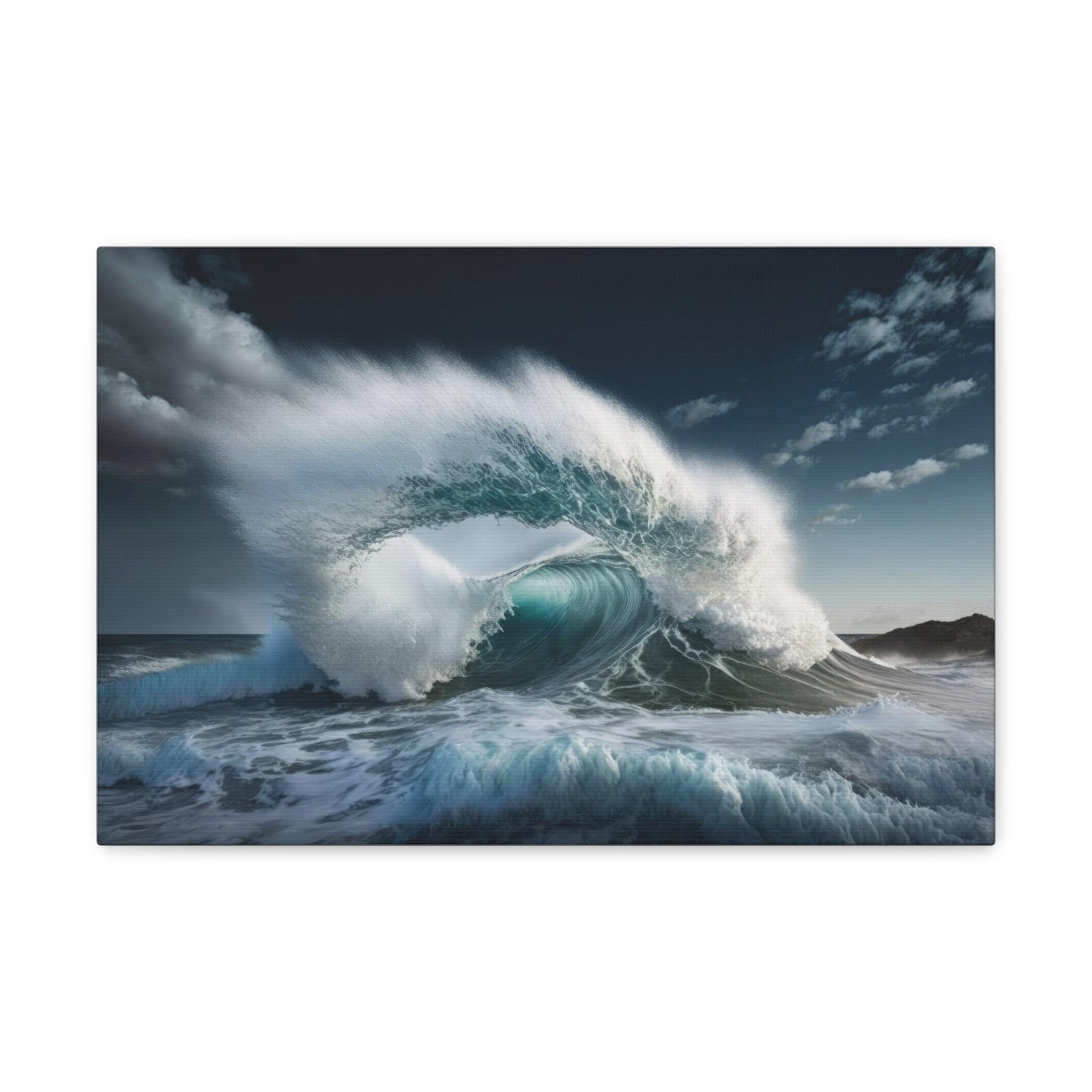 High Waves Against Blue Sky Ocean Canvas Wall Art for Home Decor Ready-to-Hang-Express Your Love Gifts