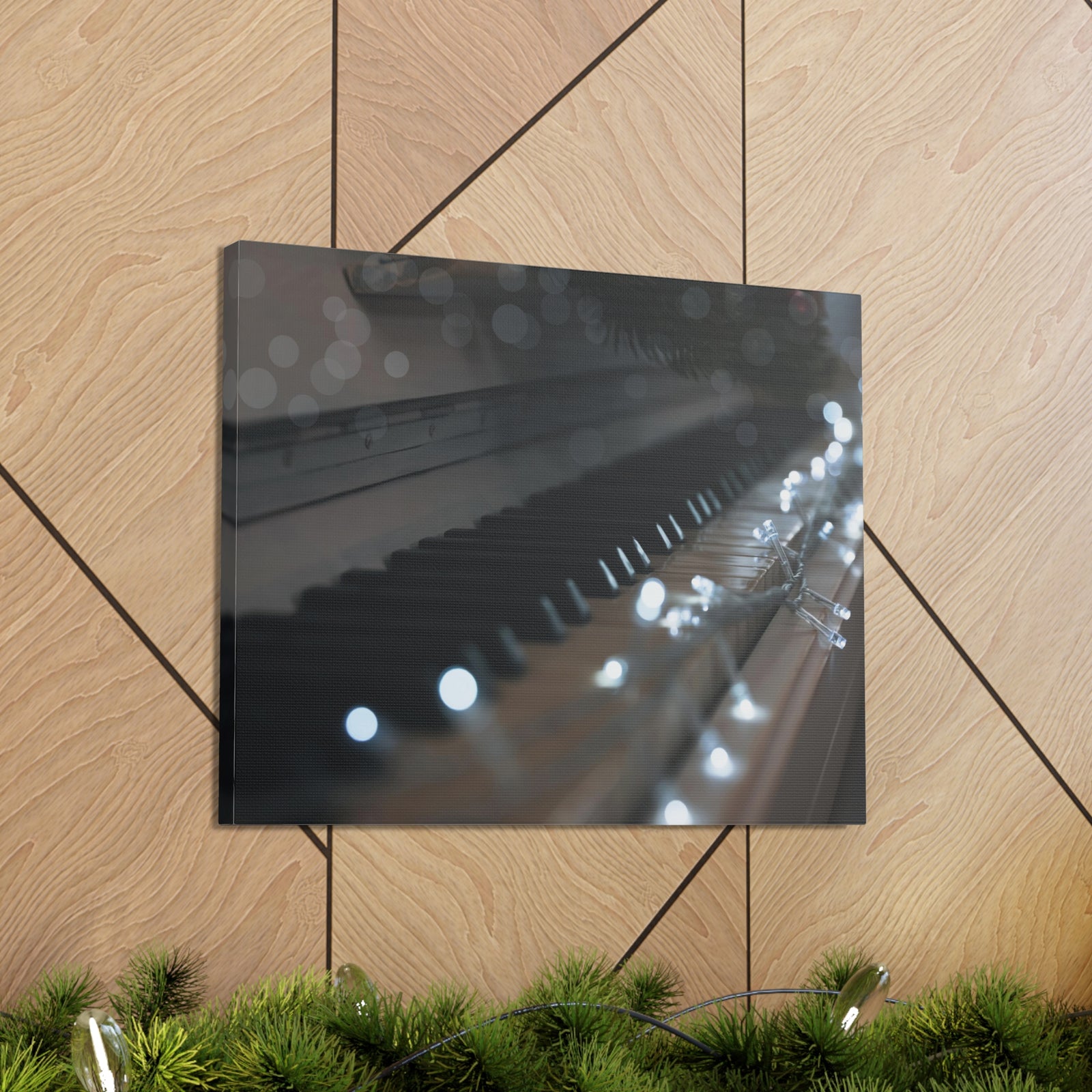 Glowing Fairy Lights on Piano Keys Music Lover's Delight Piano Keyboard Canvas Wall Art for Home Decor Ready-to-Hang-Express Your Love Gifts