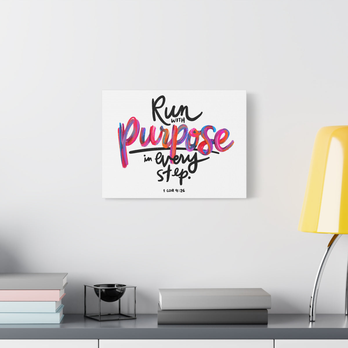 Scripture Canvas Run With Purpose 1 Corinthians 9:26 Christian Wall Art Bible Verse Print Ready to Hang-Express Your Love Gifts