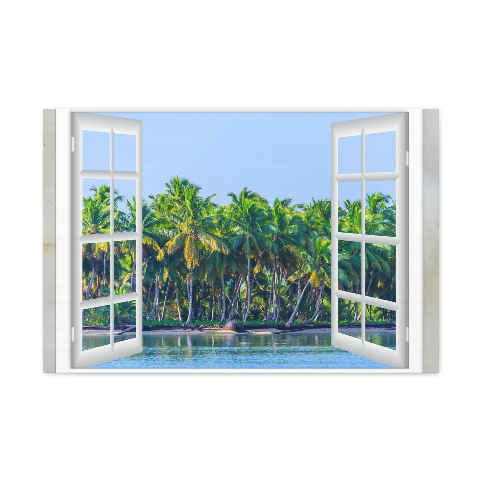 Canvas Print Wall Art Window Island View Nature Photography Realism Scenic Landscape Colorful Multicolor for Home Decor Ready to Hang-Express Your Love Gifts