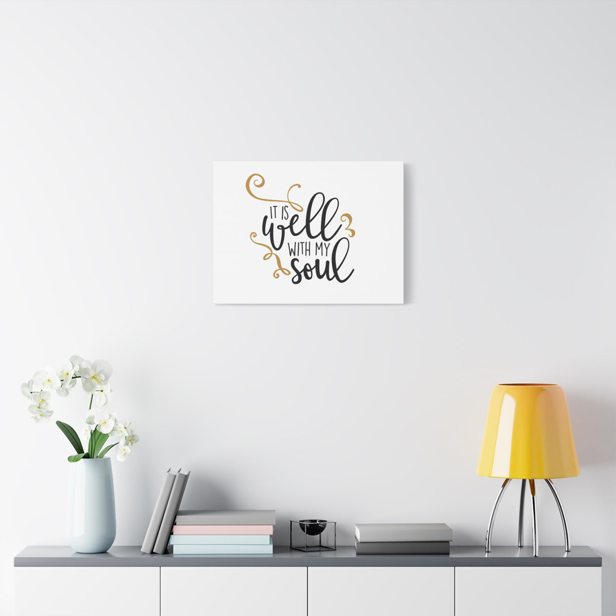 Scripture Canvas It Is Well With My Soul Psalm 42:7 White Christian Wall Art Bible Verse Print Ready to Hang-Express Your Love Gifts