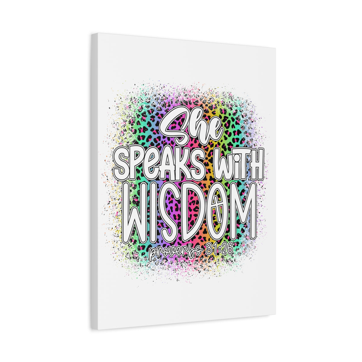 Scripture Walls Proverbs 31:26 She Speaks With Wisdom Colorful Bible Verse Canvas Christian Wall Art Ready to Hang Unframed-Express Your Love Gifts