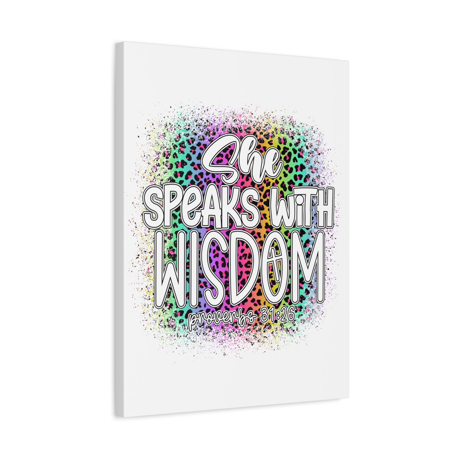 Scripture Walls Proverbs 31:26 She Speaks With Wisdom Colorful Bible Verse Canvas Christian Wall Art Ready to Hang Unframed-Express Your Love Gifts