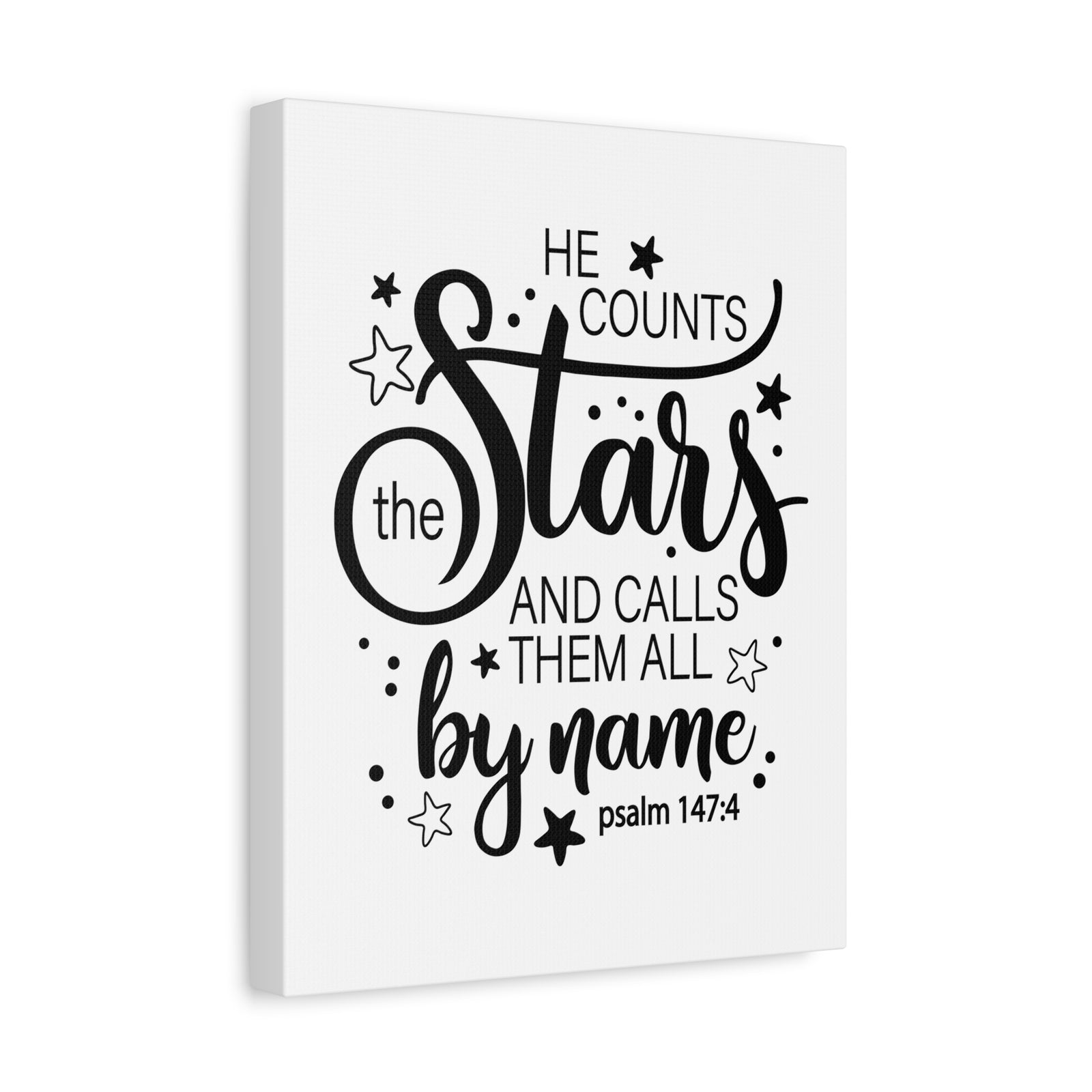 Scripture Canvas He Counts The Stars Psalm 147:4 Christian Wall Art Bible Verse Print Ready To Hang-Express Your Love Gifts