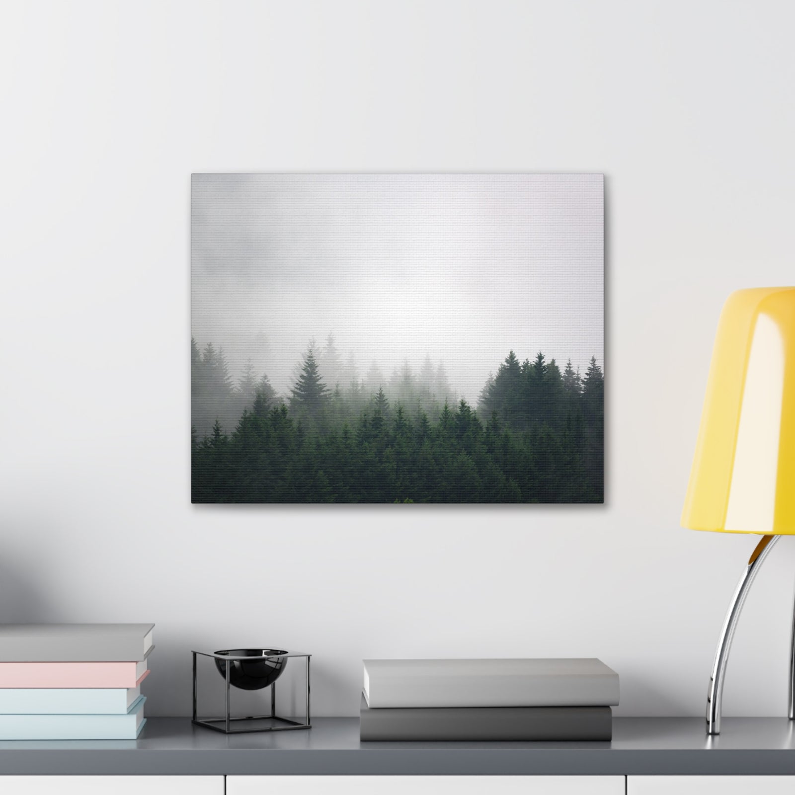 Foggy Dark Forest Nature Wilderness Photography Canvas Wall Art for Home Decor Ready-to-Hang-Express Your Love Gifts