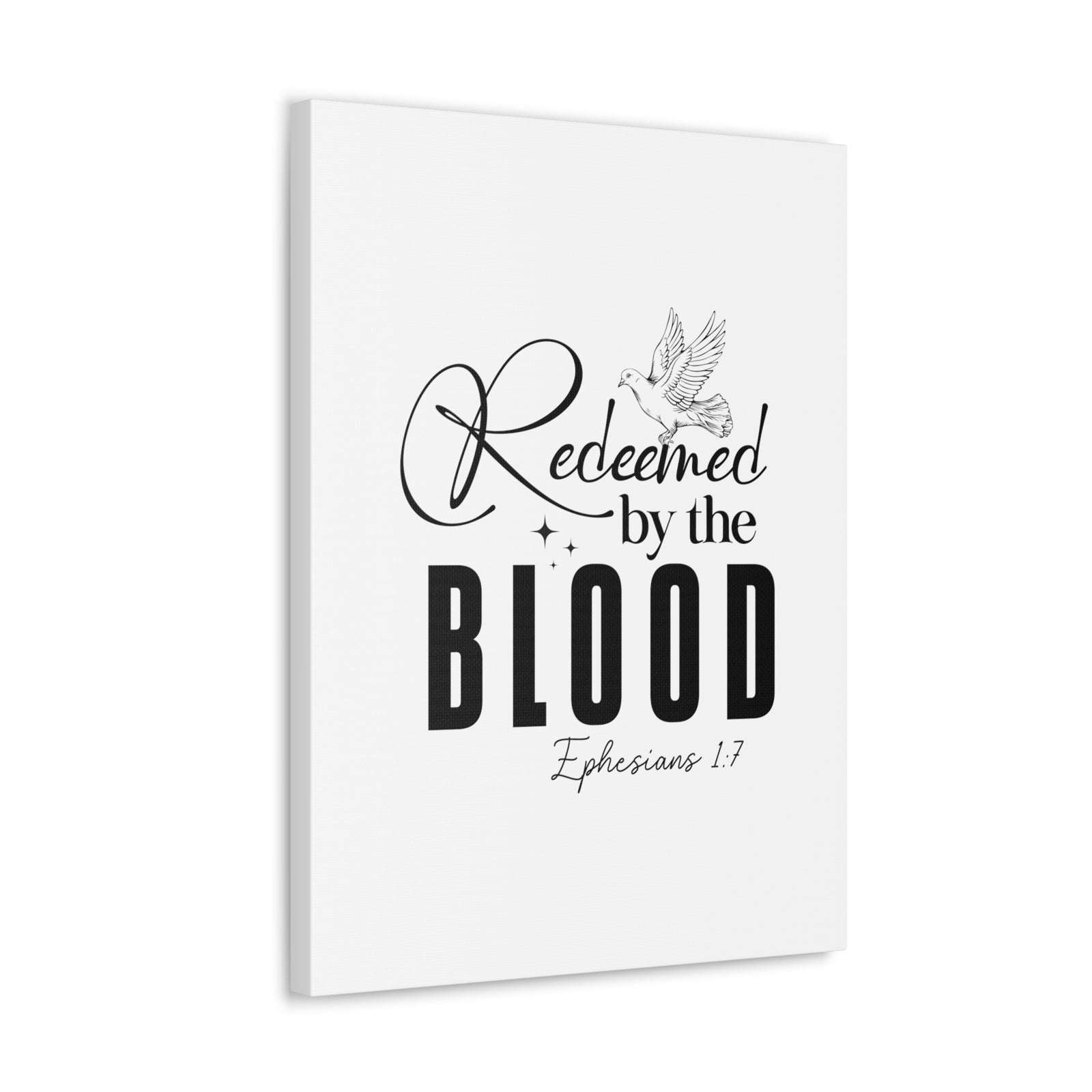 Scripture Walls Ephesians 1:7 Redeemed by Blood Bible Verse Canvas Christian Wall Art Ready to Hang Unframed-Express Your Love Gifts