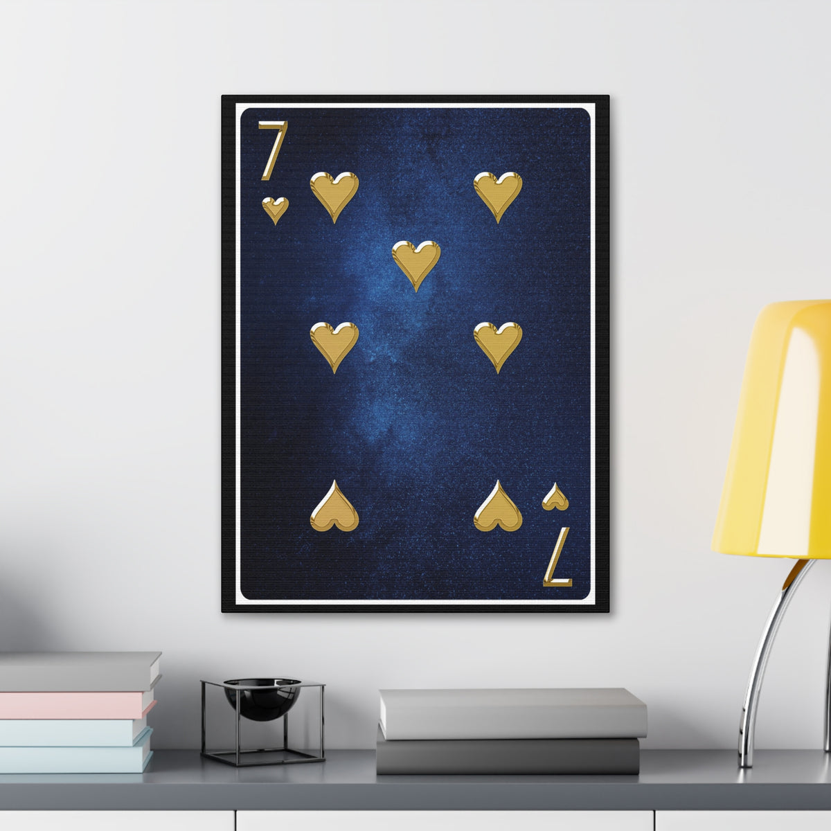 Seven Of Hearts Space Background Playing Card Canvas Wall Art for Home Decor Ready-to-Hang-Express Your Love Gifts