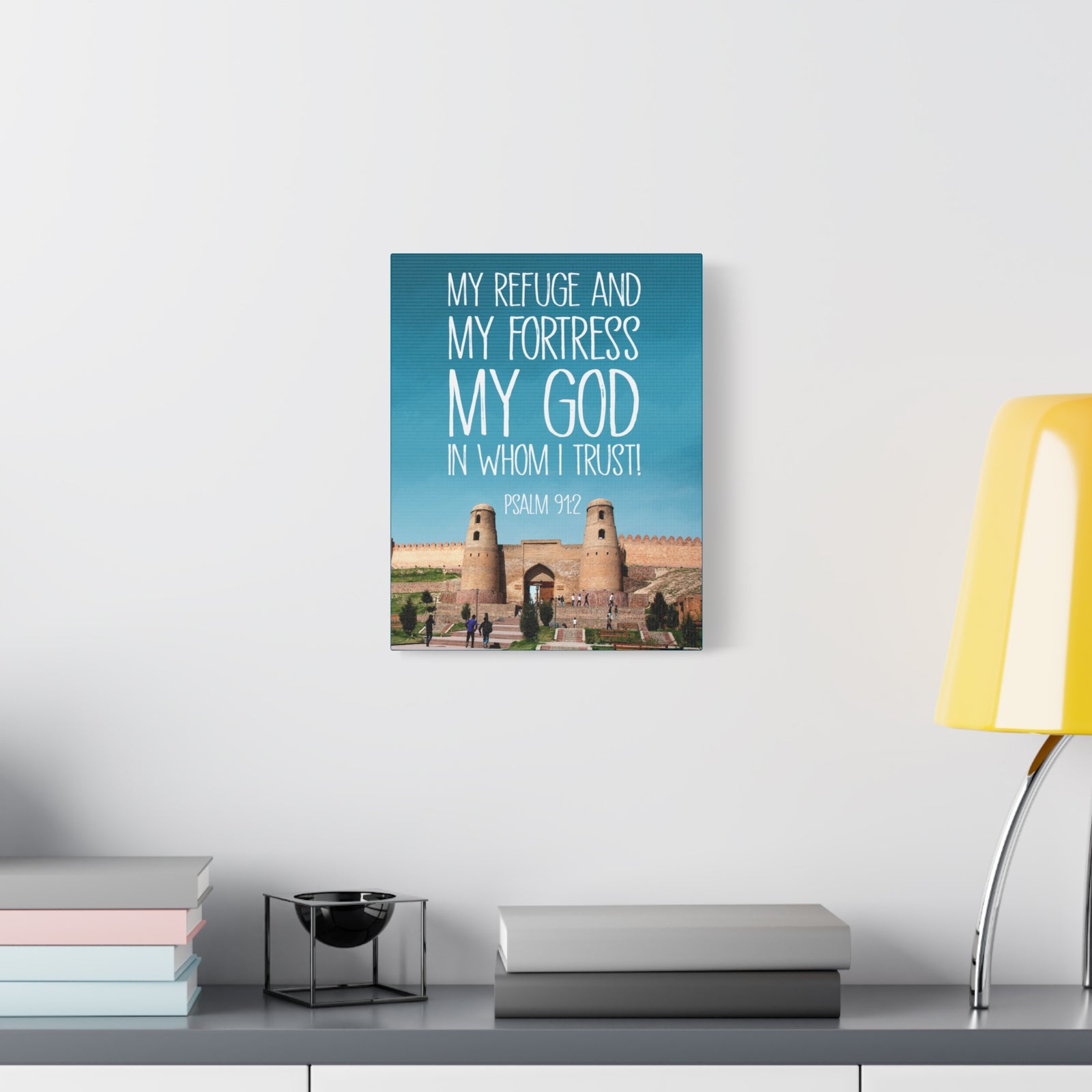 Scripture Walls In Whom I Trust Psalm 91:2 Bible Verse Canvas Christian Wall Art Ready to Hang-Express Your Love Gifts