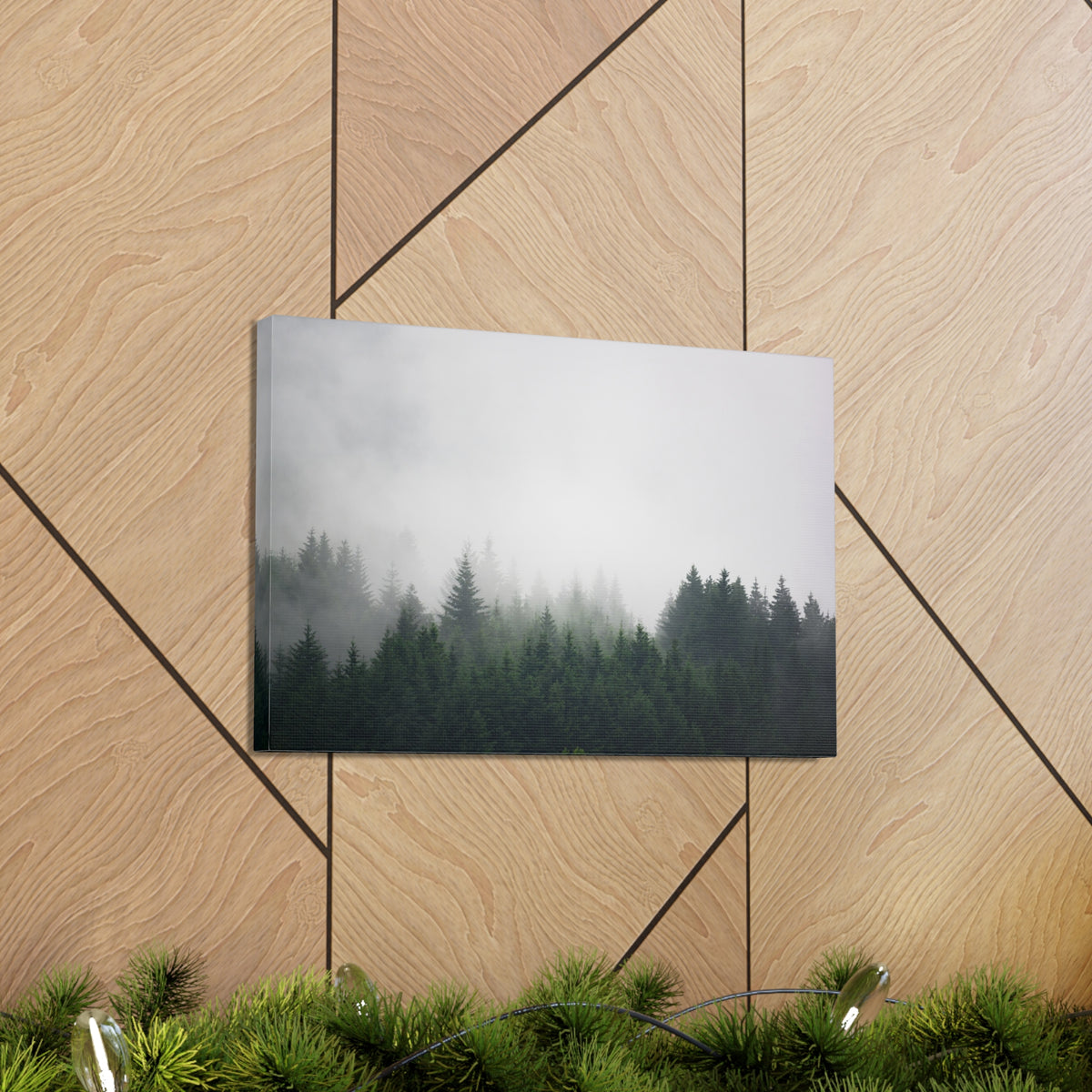 Foggy Dark Forest Nature Wilderness Photography Canvas Wall Art for Home Decor Ready-to-Hang-Express Your Love Gifts