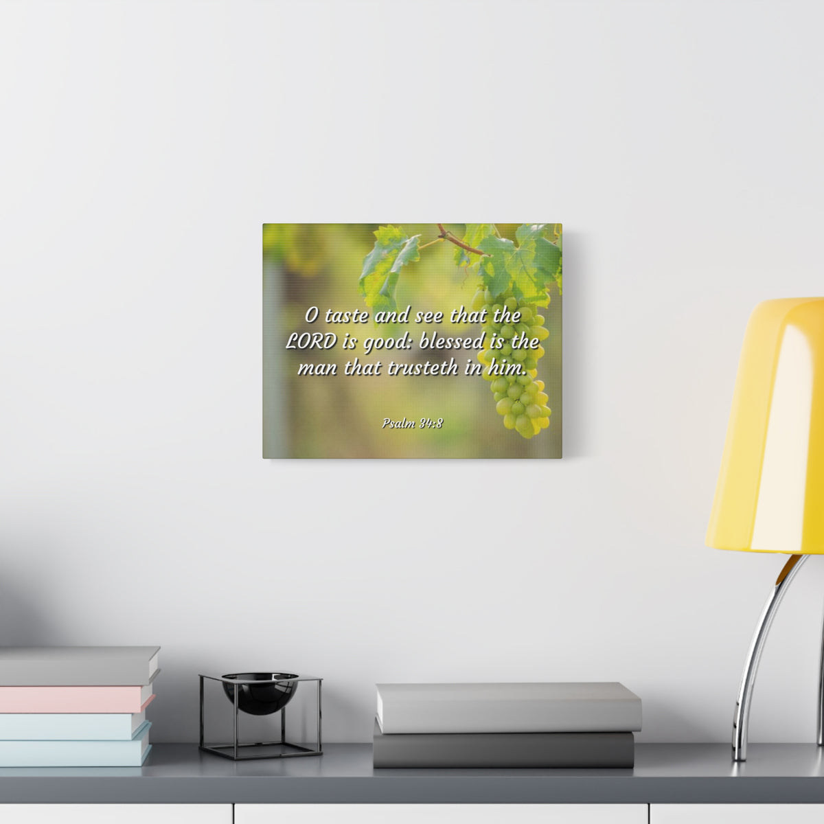 Scripture Canvas Lord Is Good Psalm 34:8 Christian Wall Art Bible Verse Print Ready to Hang-Express Your Love Gifts