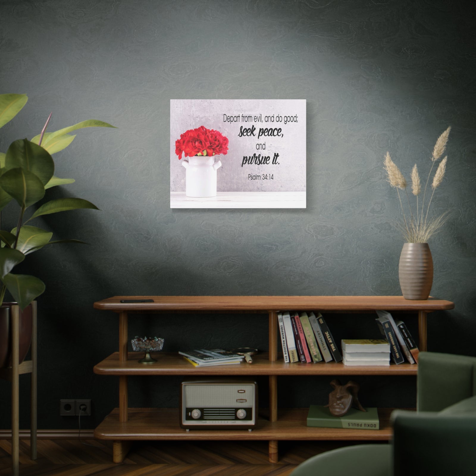 Scripture Canvas Seek Peace and Pursue It Psalm 34:14 Christian Wall Art Bible Verse Print Ready to Hang-Express Your Love Gifts