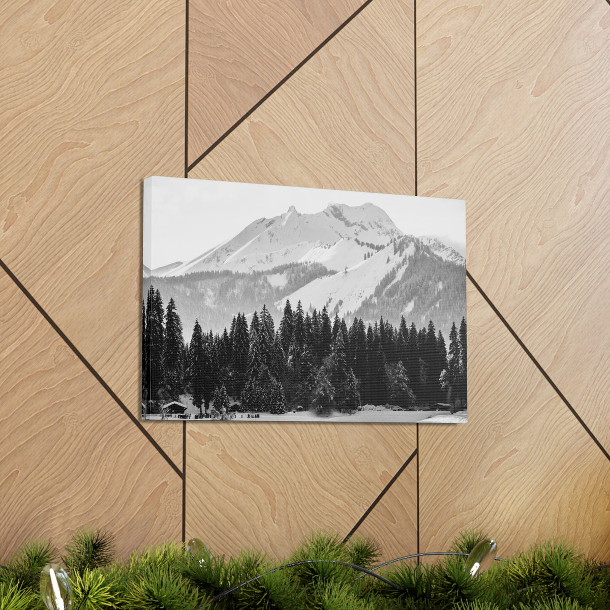 Winter Forest Mountain Black And White Nature Wilderness Photography Canvas Wall Art for Home Decor Ready-to-Hang-Express Your Love Gifts