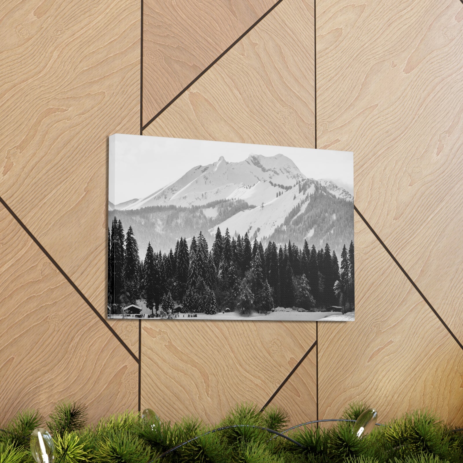 Winter Forest Mountain Black And White Nature Wilderness Photography Canvas Wall Art for Home Decor Ready-to-Hang-Express Your Love Gifts