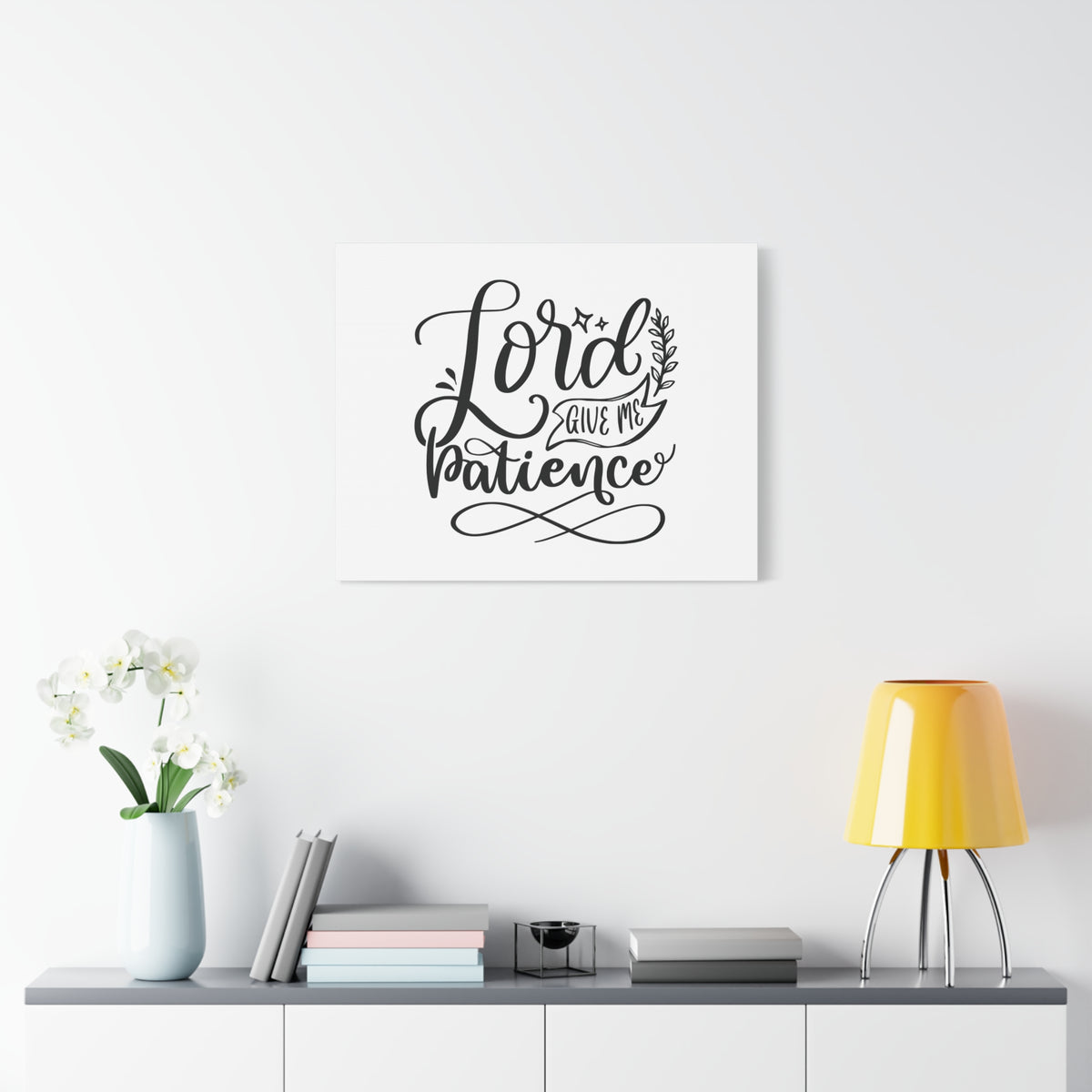 Scripture Canvas Lord Give Me Patience Psalm 37:7 Christian Wall Art Bible Verse Print Ready to Hang-Express Your Love Gifts
